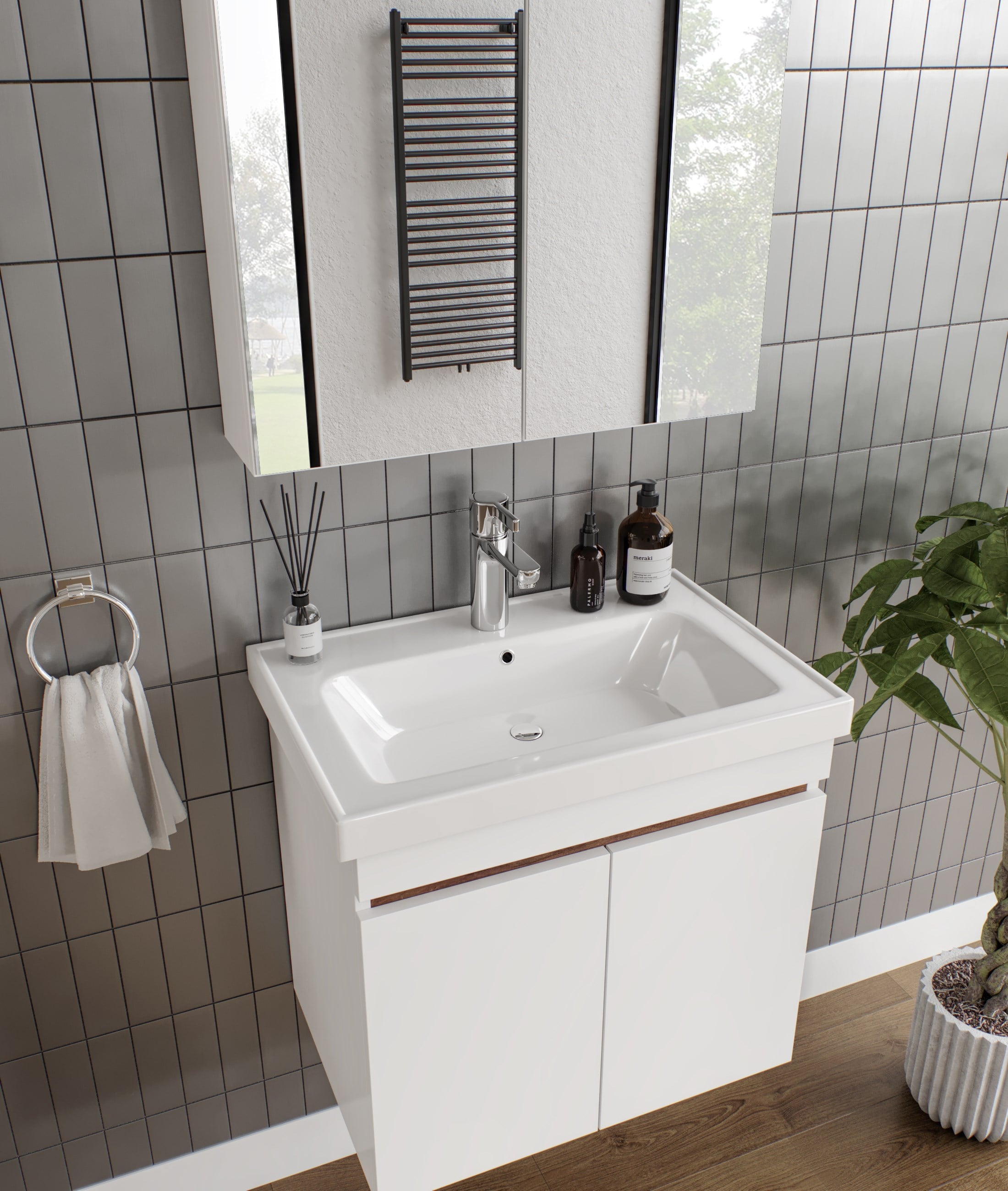 ALNİLAM 2'Lİ BANYO DOLABI TAKIMI-65'lik Hilton Lavabo
