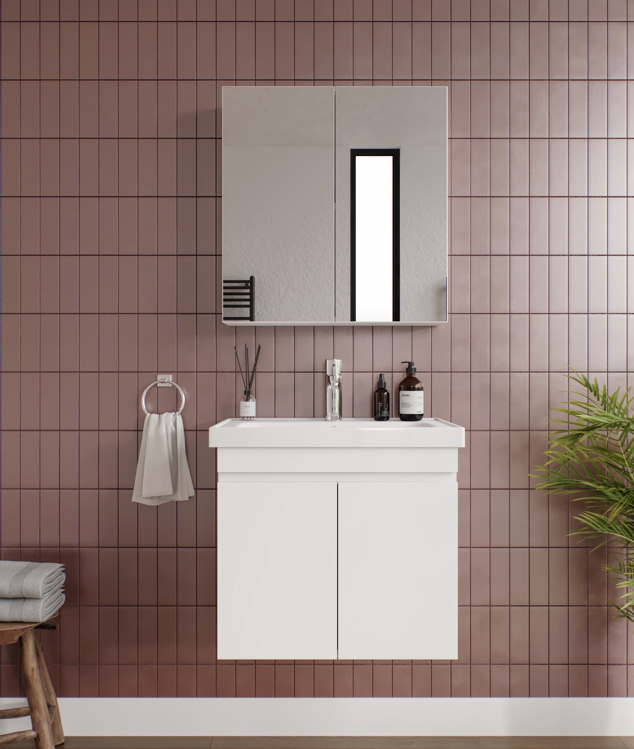 ALNİTAK 2'Lİ BANYO DOLABI TAKIMI-65'lik Hilton Lavabo