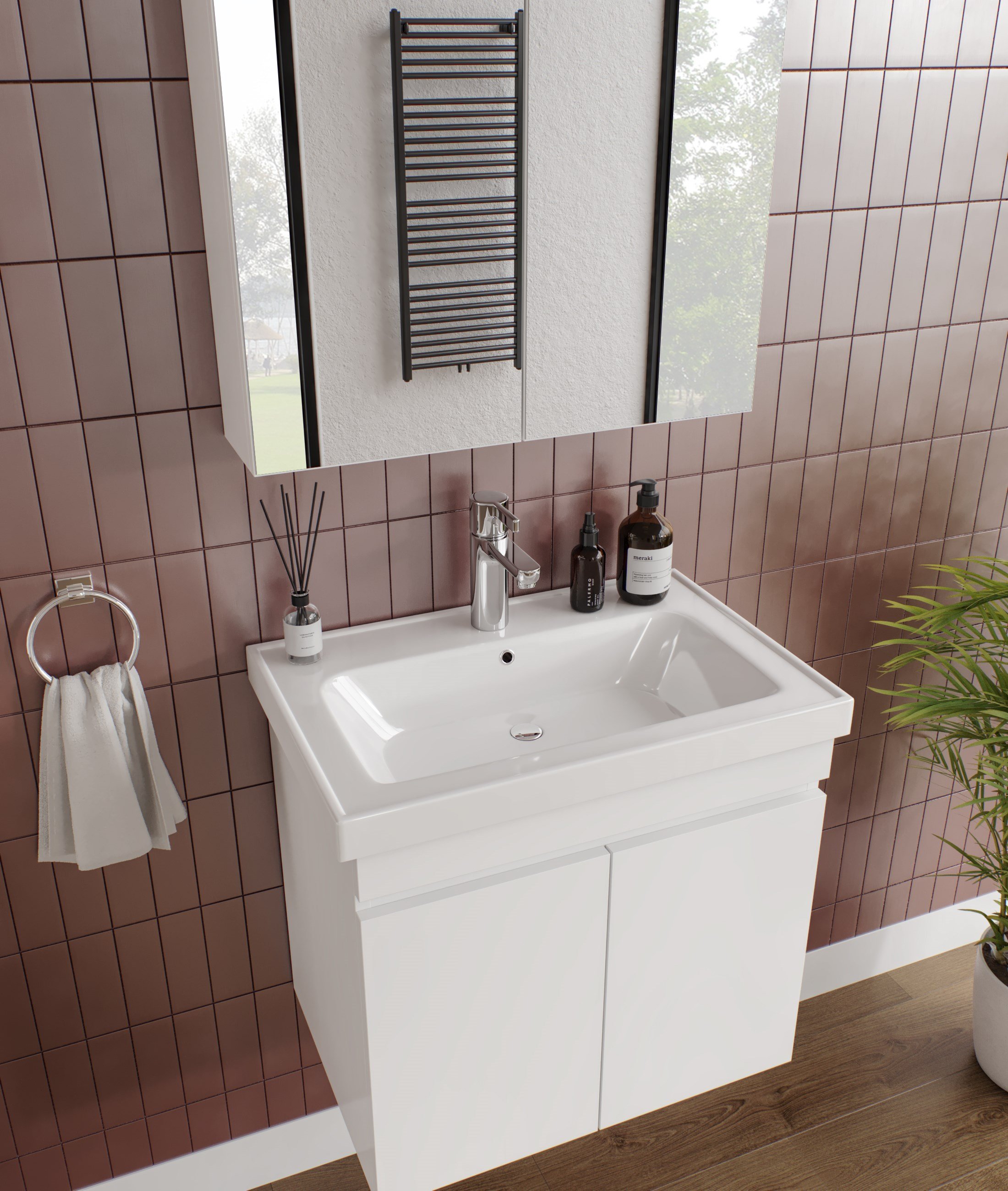 ALNİTAK 2'Lİ BANYO DOLABI TAKIMI-65'lik Hilton Lavabo