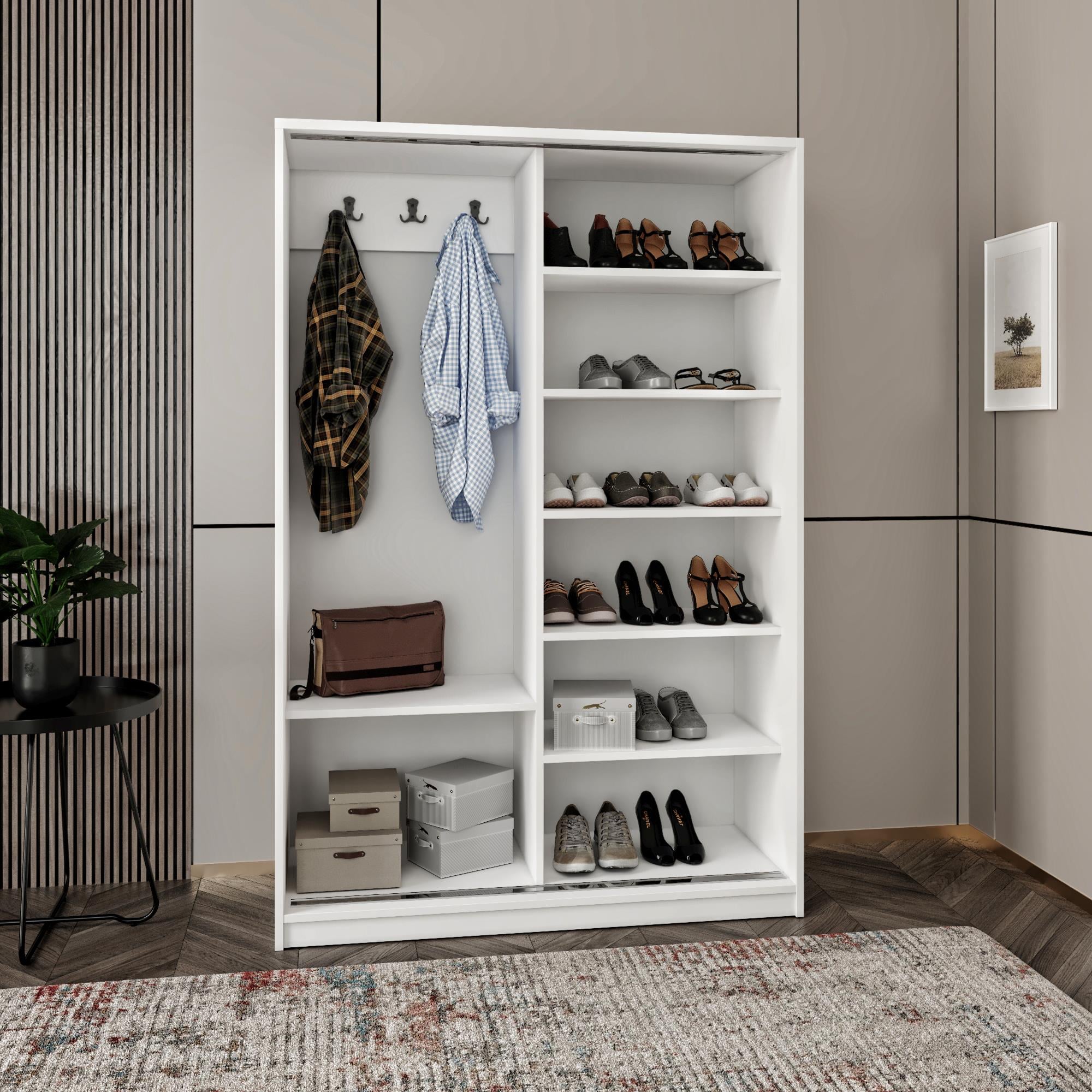 BAŞAK 2 KAPAKLI 8 BÖLMELİ  ANTRASİT DETAYLI DOLAP 