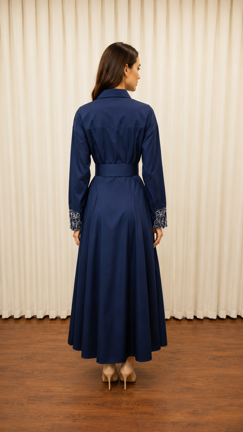 PERLA COTTON ELBİSE LACİVERT