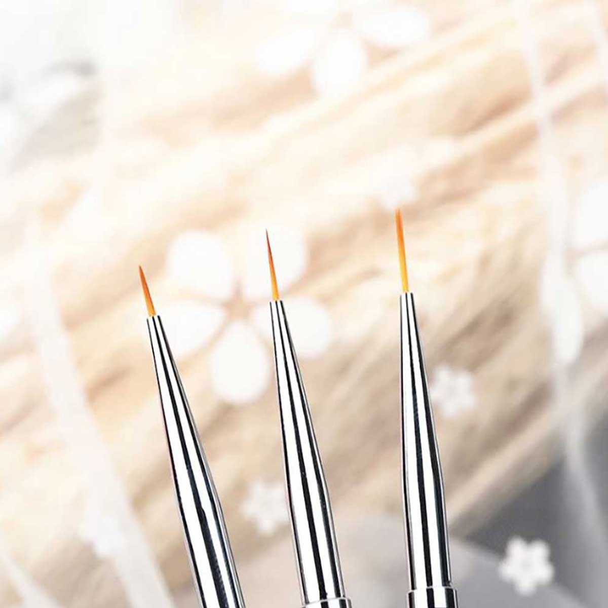 3'lü Tırnak Süsleme Nail Art Fırça Seti