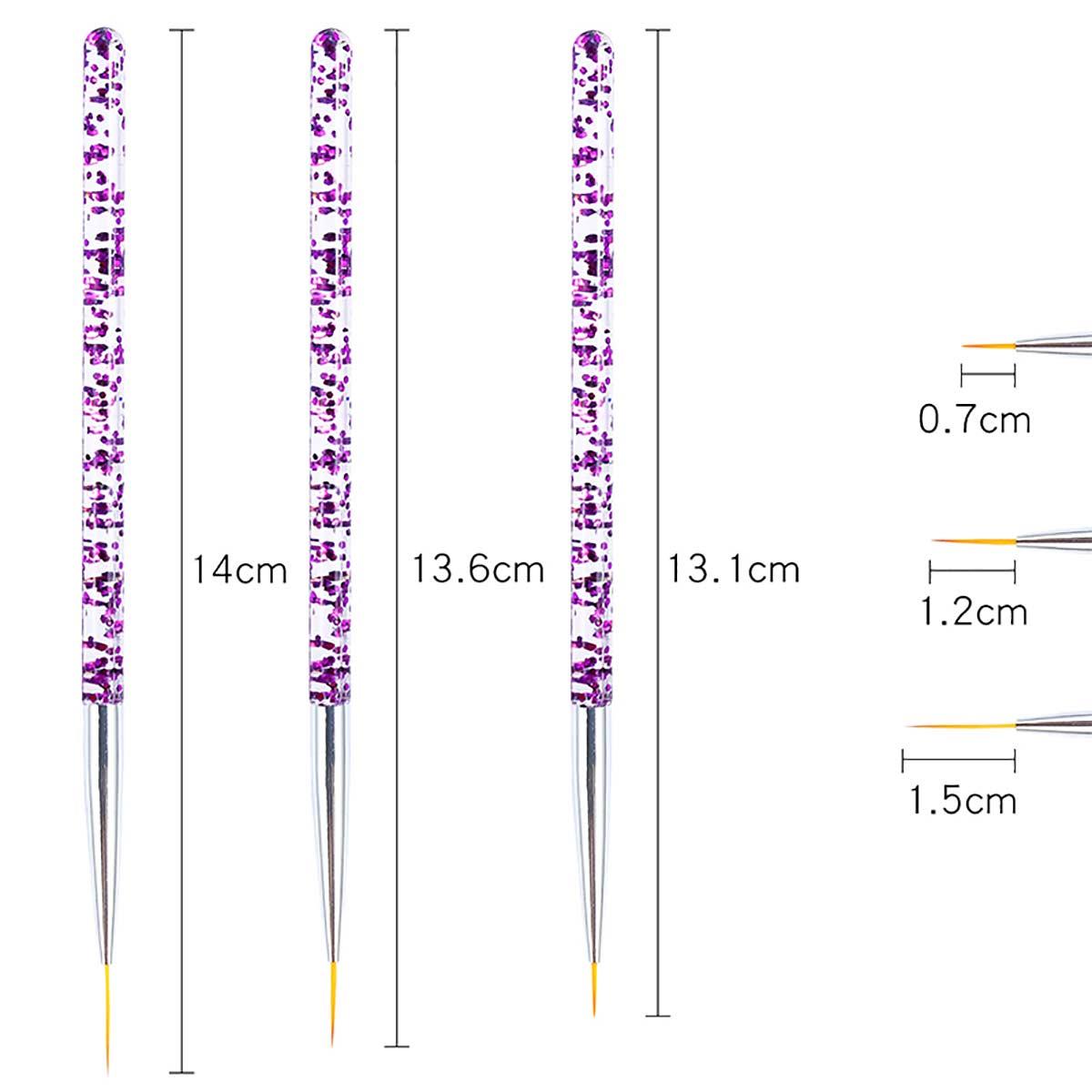3'lü Tırnak Süsleme Nail Art Fırça Seti - 3-LÜ-NAİL-ART-FIRÇA-SETİ