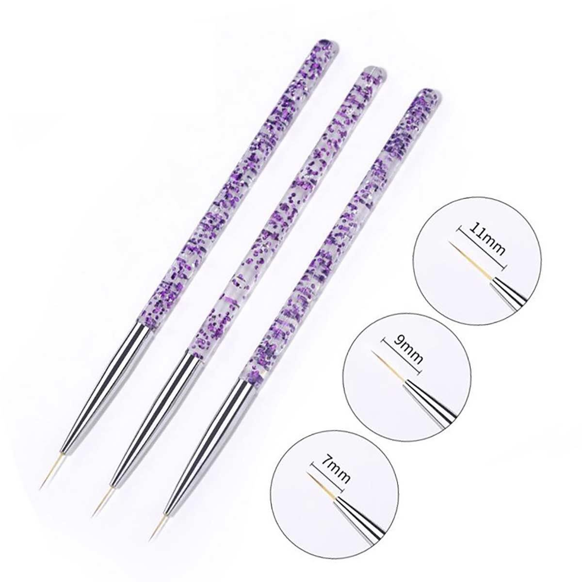 3'lü Tırnak Süsleme Nail Art Fırça Seti - 3-LÜ-NAİL-ART-FIRÇA-SETİ