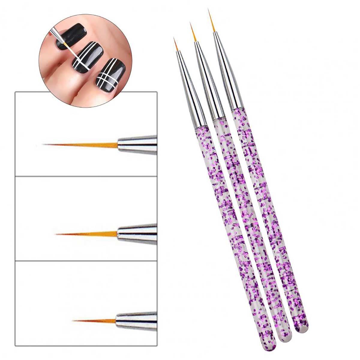 3'lü Tırnak Süsleme Nail Art Fırça Seti - 3-LÜ-NAİL-ART-FIRÇA-SETİ