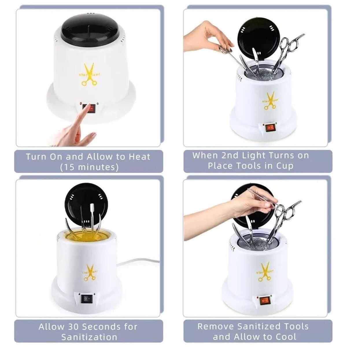 Adanil 100 W Tırnak Araçları Mini Sterilizatör Asansörlü Sıvı Sterilizasyon Kutusu ve Konsantre Alet Dezenfektanı - ADANİL-STERİL-SET-3