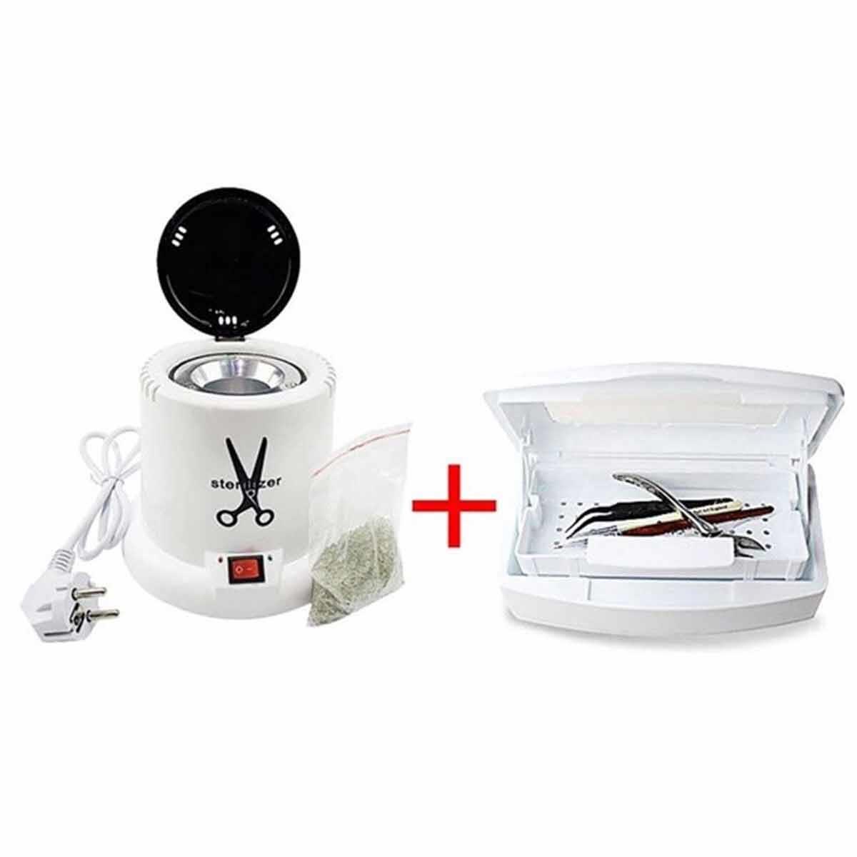 Adanil 100 W Tırnak Araçları Mini Sterilizatör Asansörlü Sıvı Sterilizasyon Kutusu ve Konsantre Alet Dezenfektanı - ADANİL-STERİL-SET-3