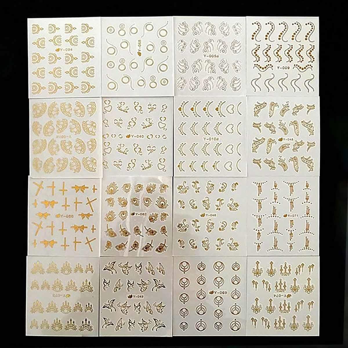 Adanil 30'lu Sticker Set Altın ve Gümüş Renk Nokta Çizgi Desen Nail Art Sticker Set - ADANİL-30-LU-STICKER-SET