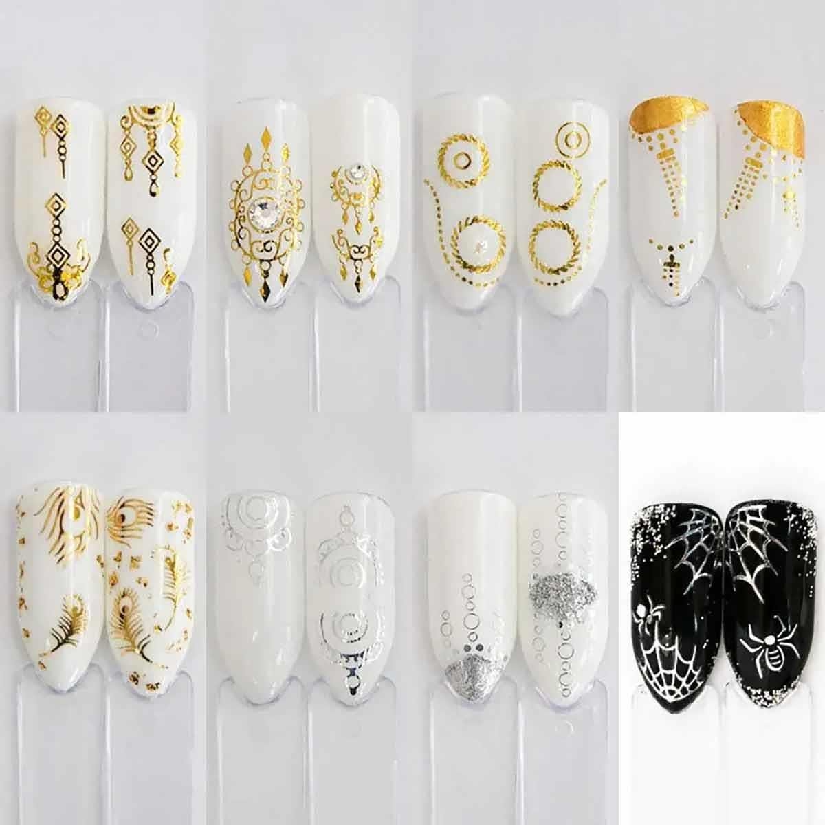 Adanil 30'lu Sticker Set Altın ve Gümüş Renk Nokta Çizgi Desen Nail Art Sticker Set - ADANİL-30-LU-STICKER-SET