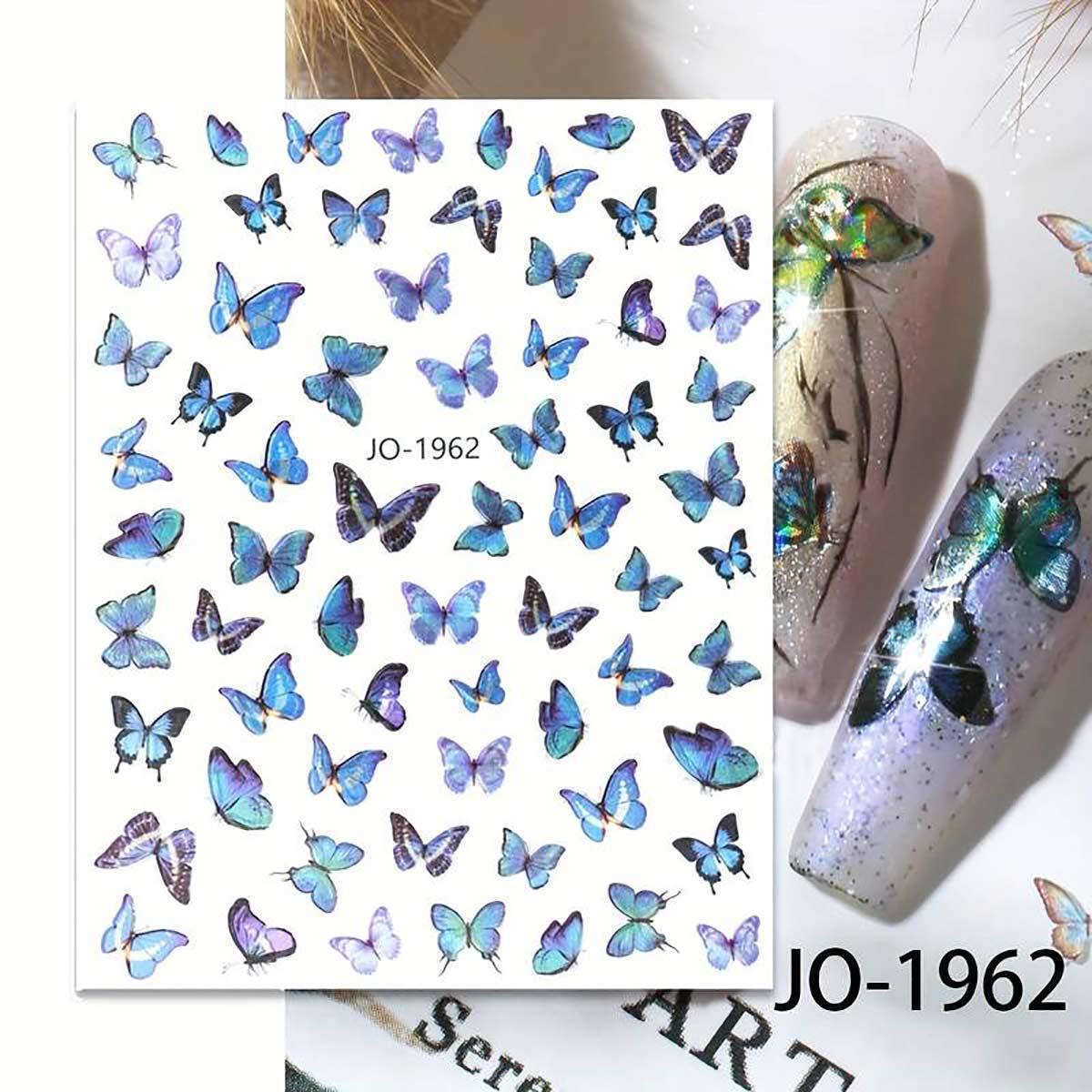 Adanil Mavi Lacivert Kelebek Çiçek Sticker J0-1962 - ADANİL-STICKER-J0-1962