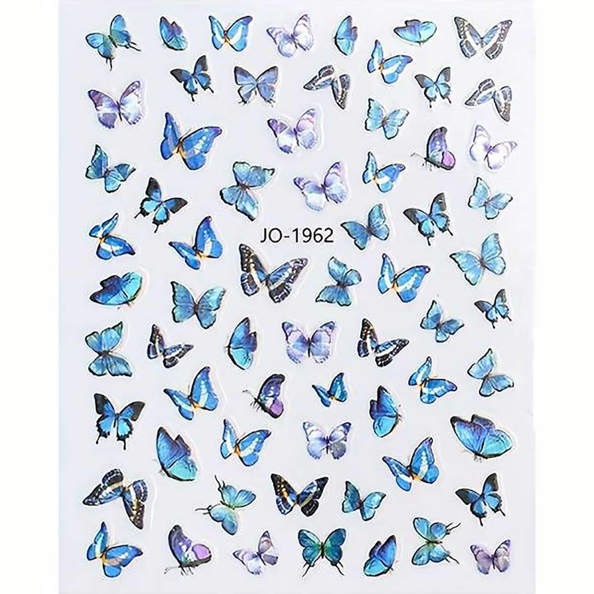 Adanil Mavi Lacivert Kelebek Çiçek Sticker J0-1962 - ADANİL-STICKER-J0-1962