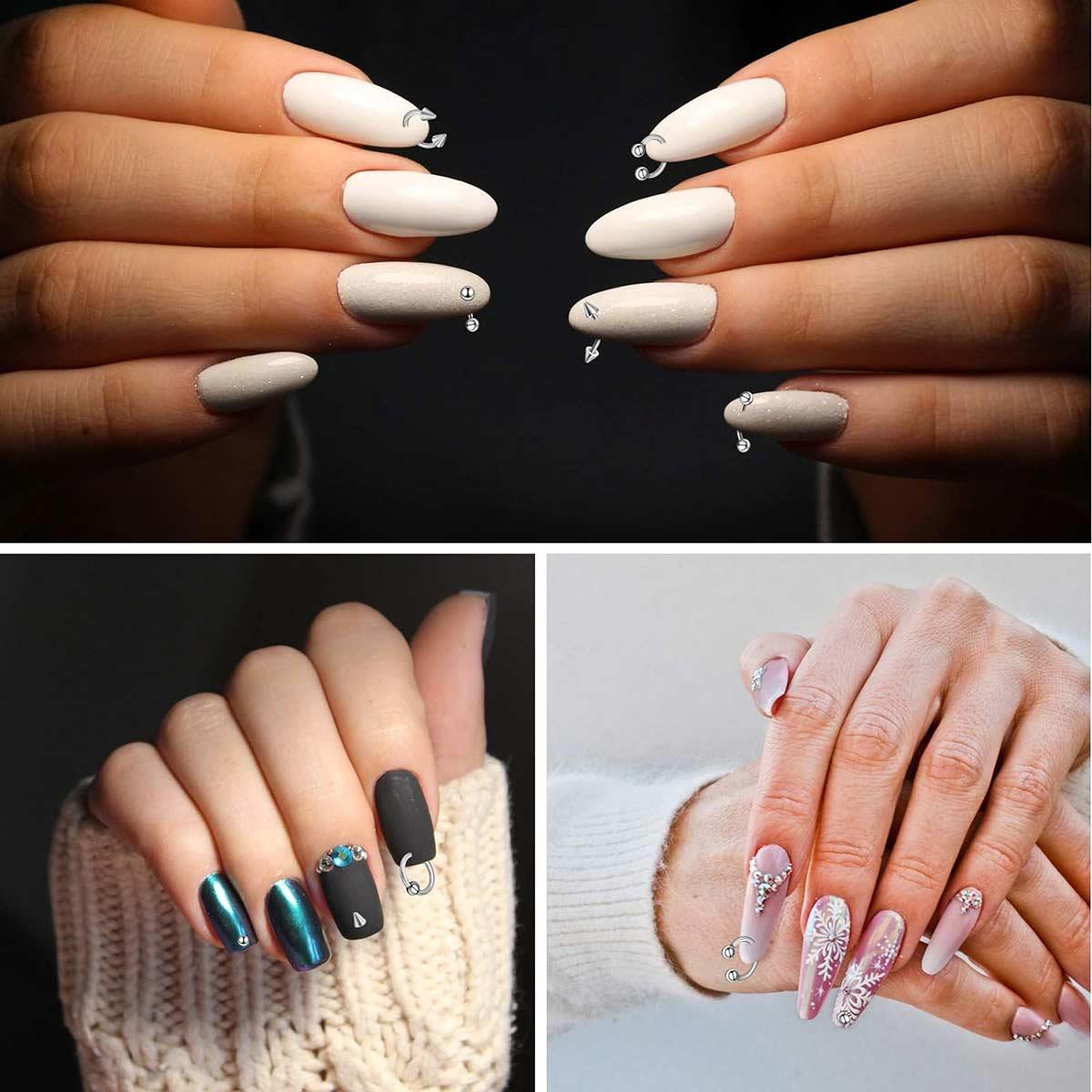 Adanil Top Uçlu Yay Tırnak Piercingi Nail Art Süsleme Piercing 5 Adet Karışık Renk - ADANİL-TIRNAK-PIERCING-YAY-TOP-KARIŞIK