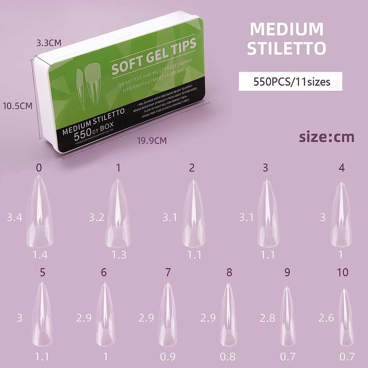 Adanil Yeni Nesil Medium Stiletto Jel Tips Kolay Kullanım Hızlı İşlem 550 Adet - ADANİL-YENİ-MEDIUM-STILETTO-JEL-TIPS