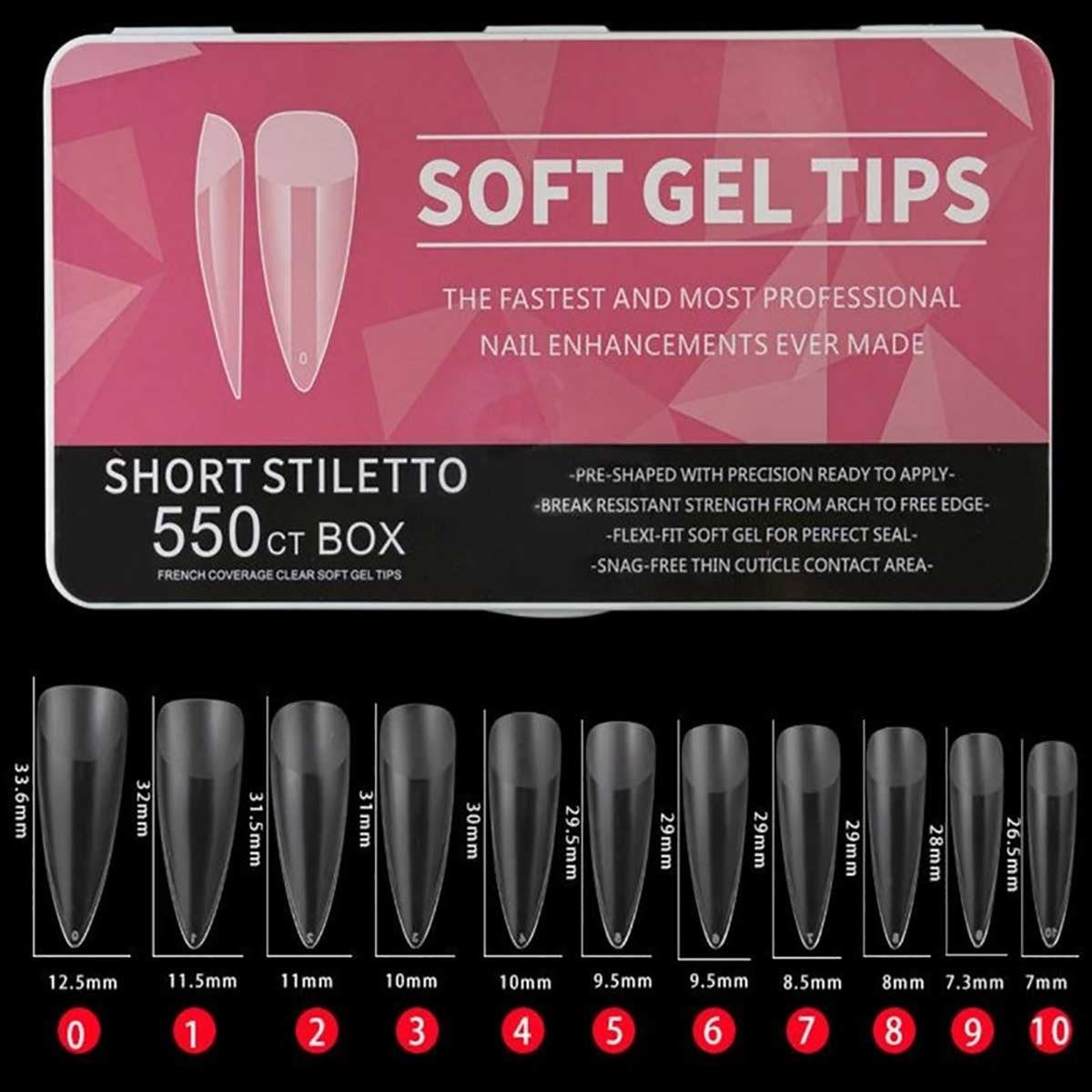 Adanil Yeni Nesil Short Stiletto Jel Tips Kolay Kullanım Hızlı İşlem 550 Adet - ADANİL-YENİ-SHORT-STILETTO-JEL-TIPS