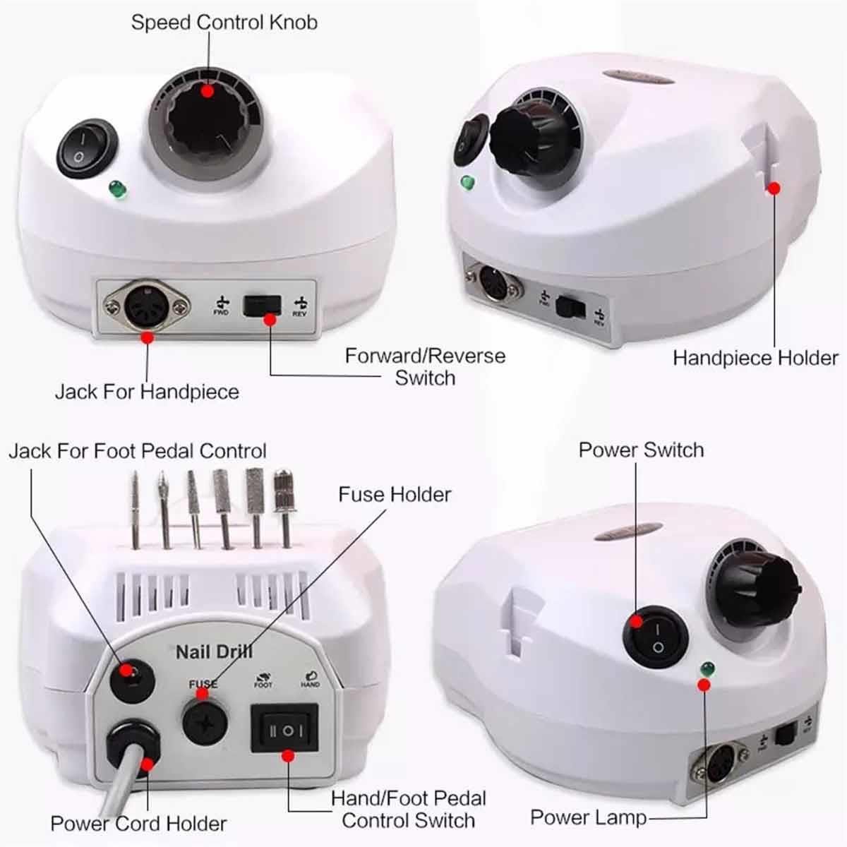 Profesyonel Elektrikli Freze Tırnak Parlatıcı Törpü Manikür Pedikür Makinesi - FREZE-MAKİNESİ-15-W