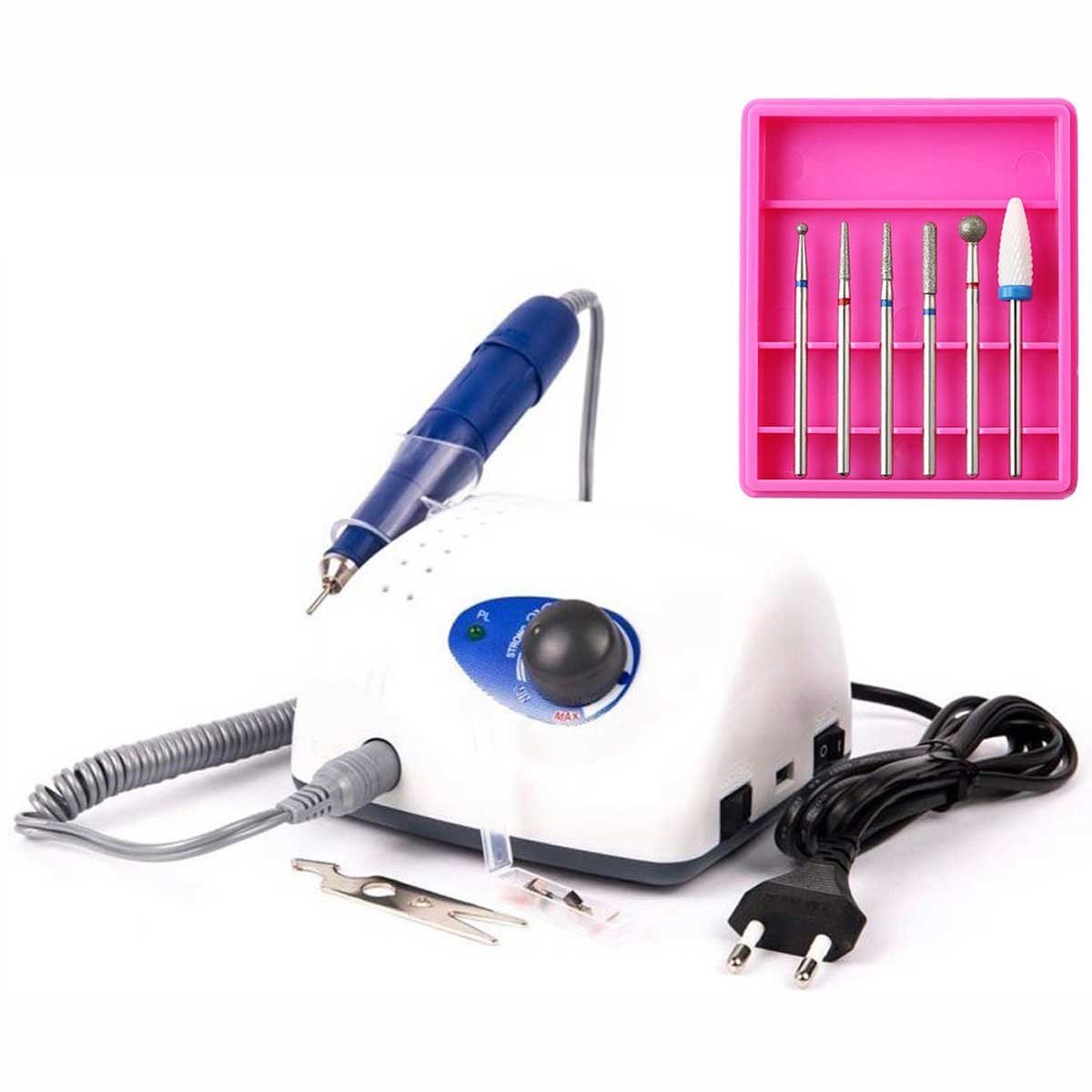 STRONG 210 ELEKTRİKLİ FREZE TÖRPÜ MAKİNESİ 65 W ve 6'LI SERAMİK ve RUS FREZE SETİ NO 2