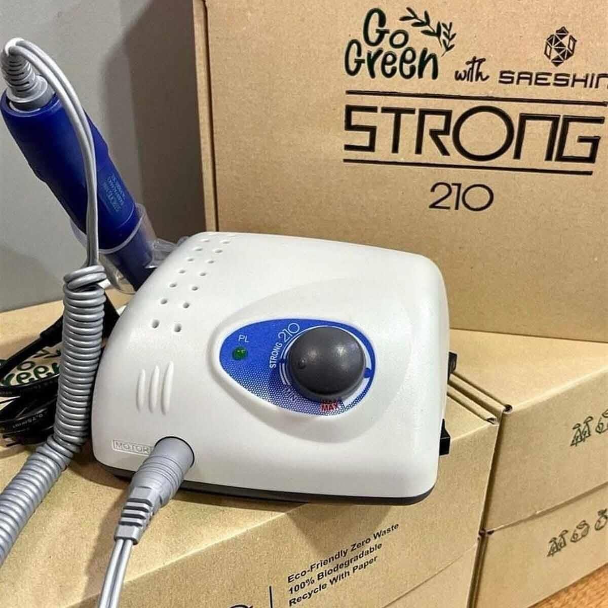 STRONG 210 ELEKTRİKLİ FREZE TÖRPÜ MAKİNESİ 65 W ve 7'Lİ SERAMİK ve RUS FREZE SETİ - STRONG-210-FREZE-SET-7-ADANİL