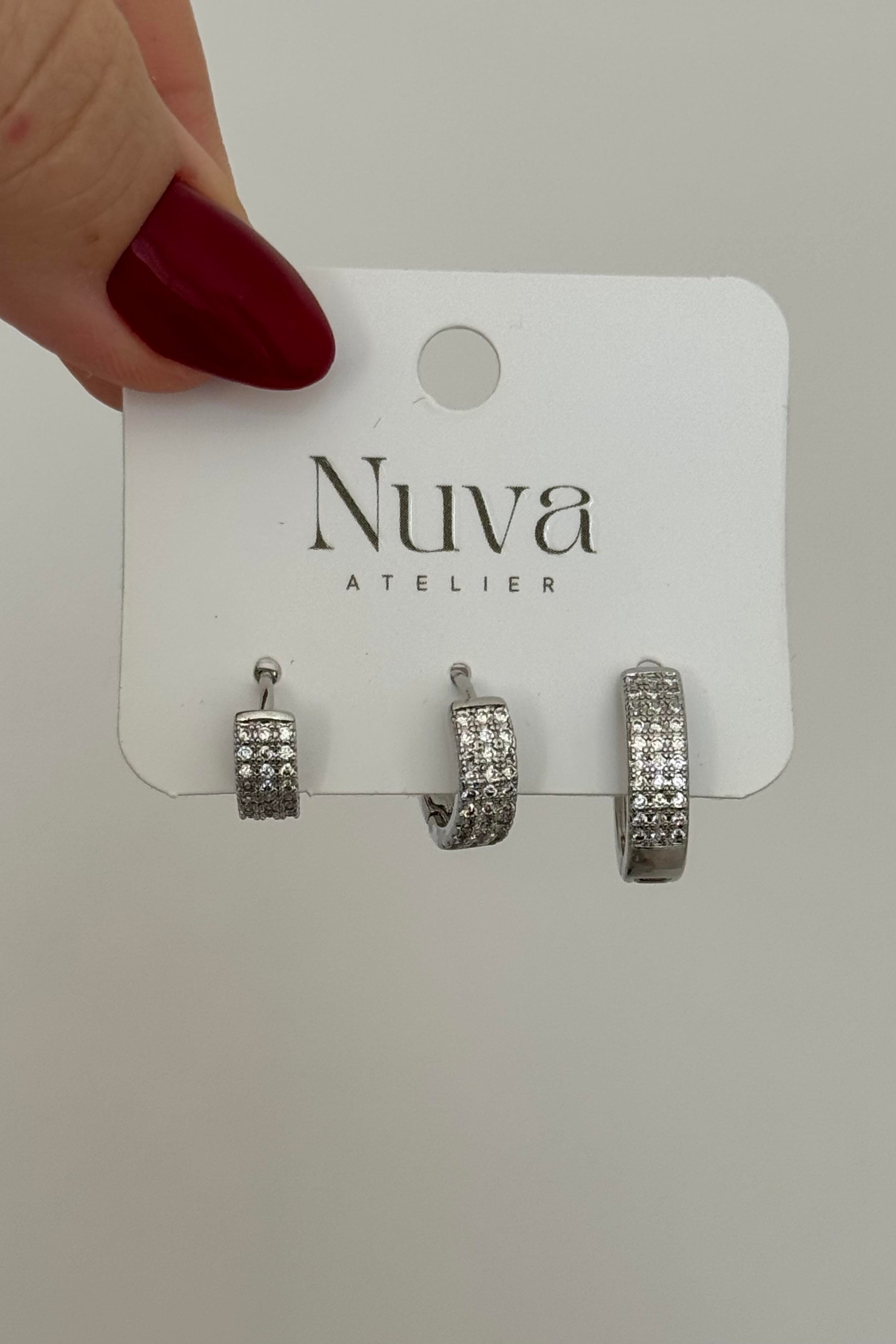 3'lü Set Silver Küpe