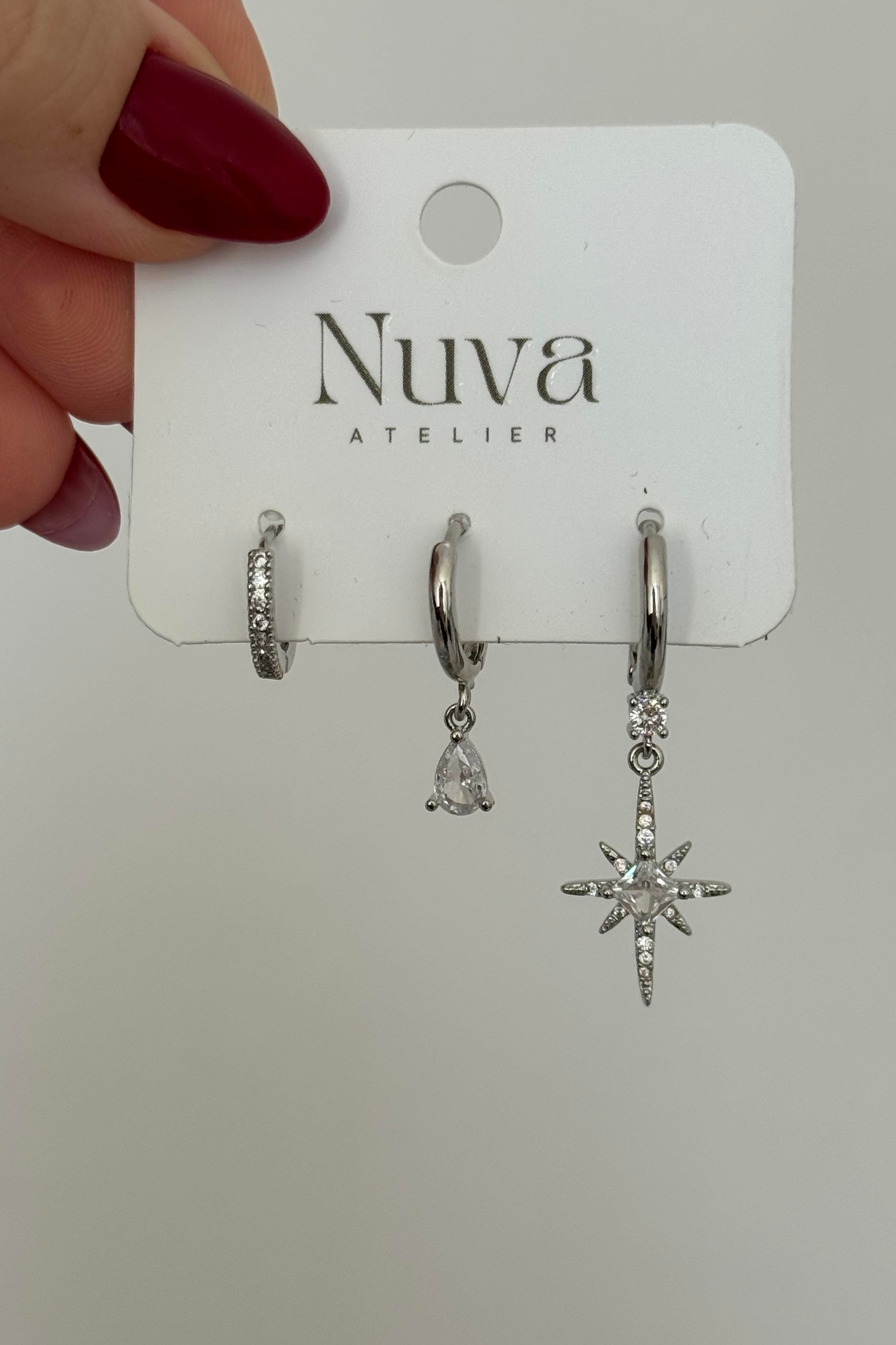 3'lü Set Silver Küpe