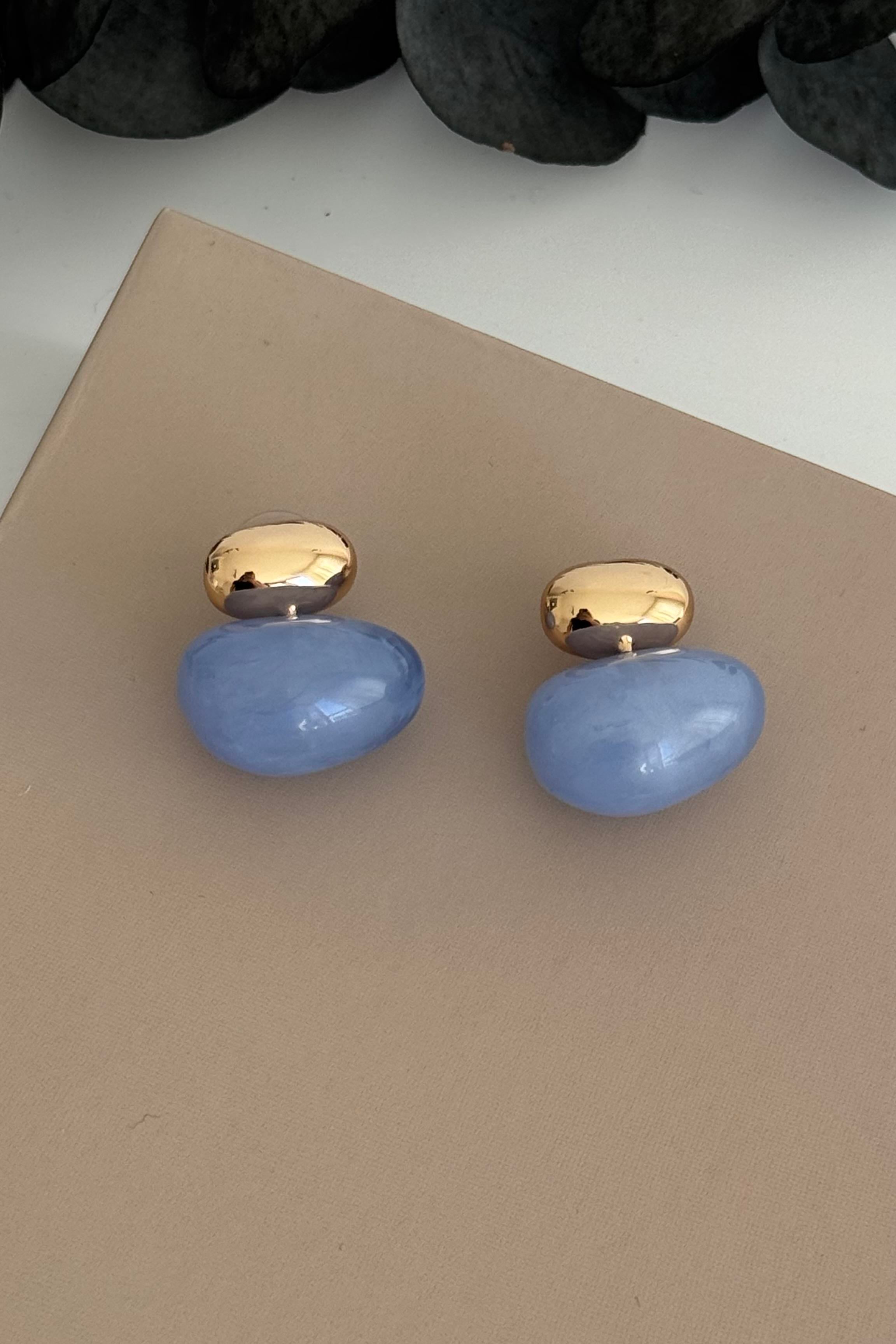 Aura Pebble Mavi Küpe