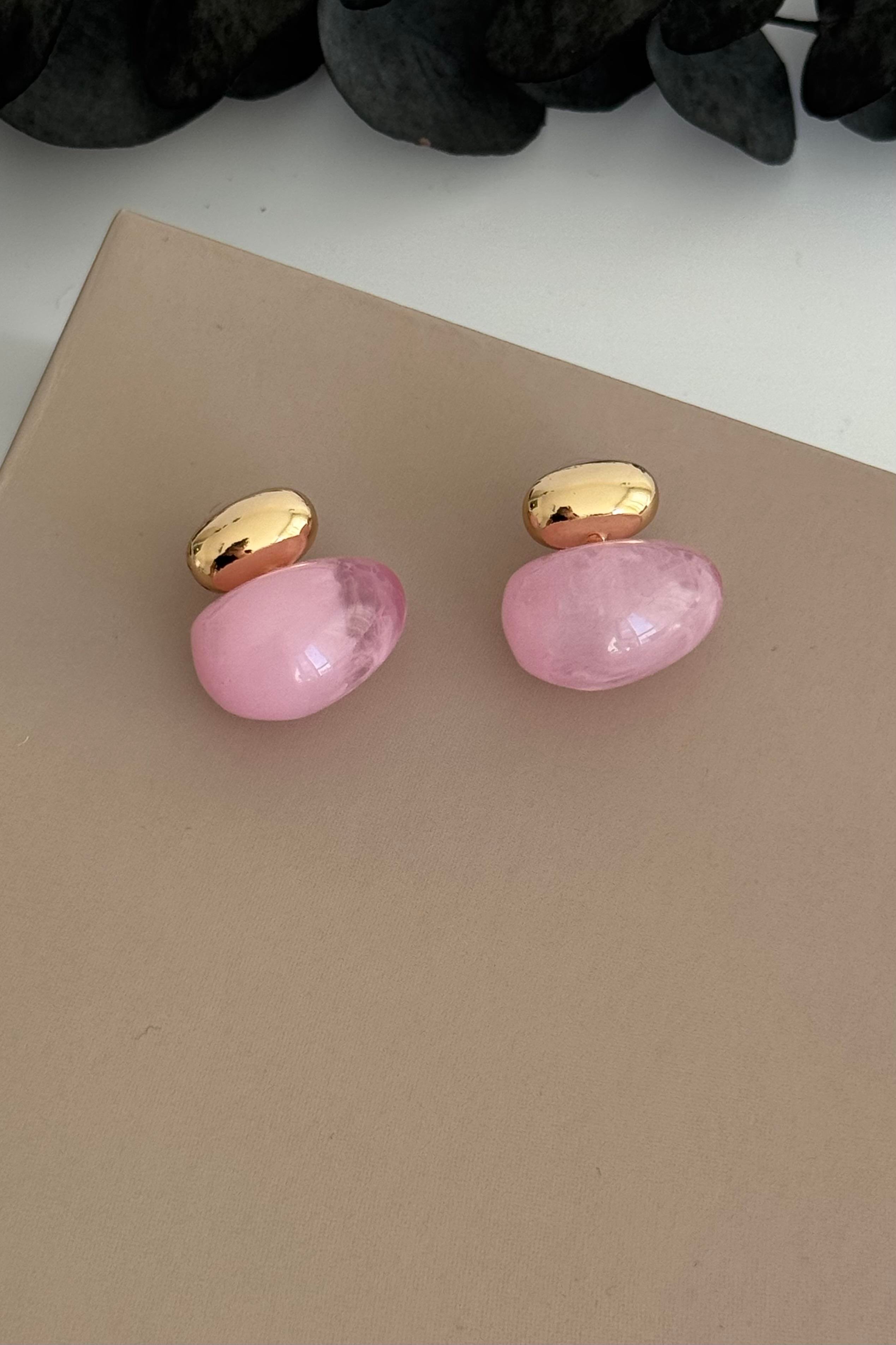 Aura Pebble Pembe Küpe