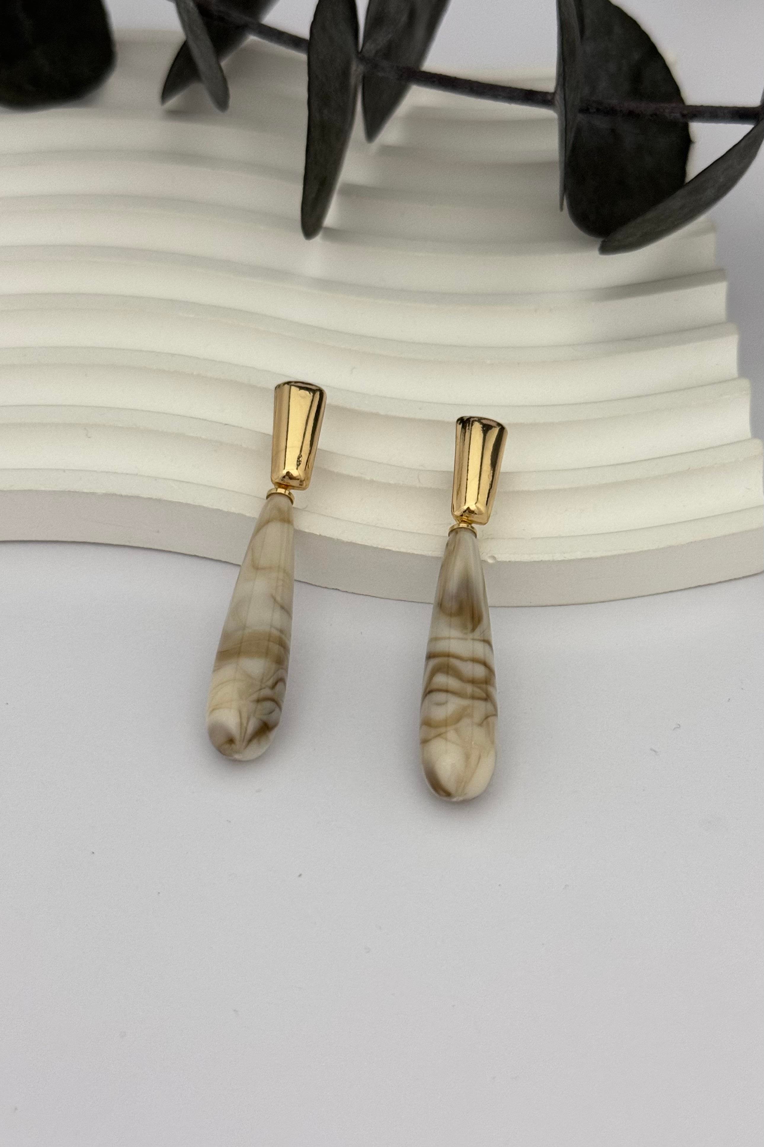 Beige Gold Küpe