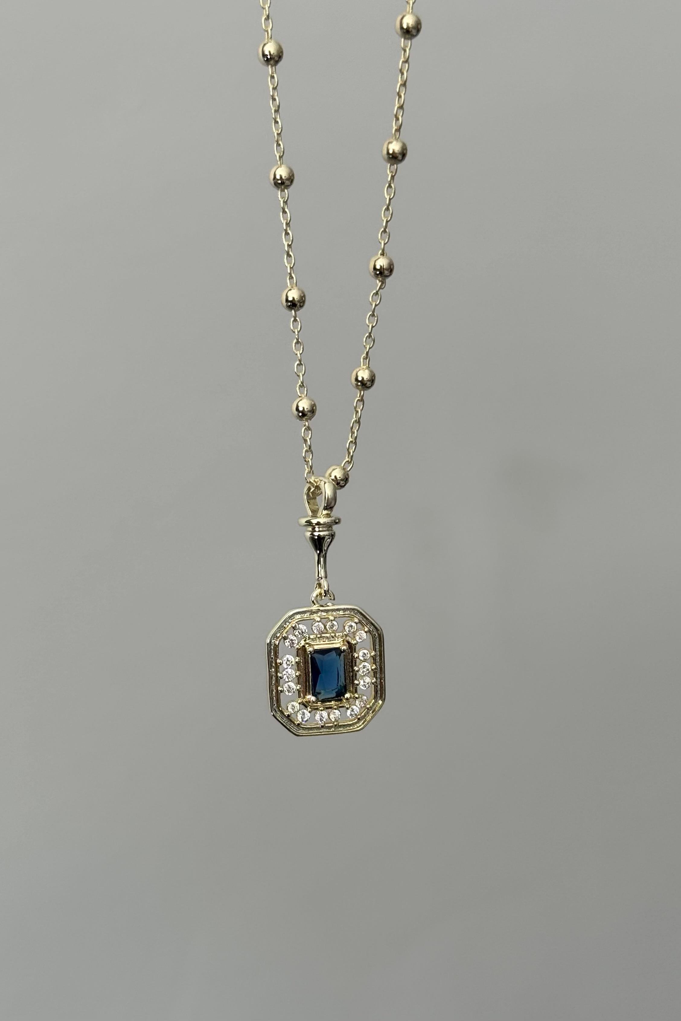 Blue Baugette Kolye