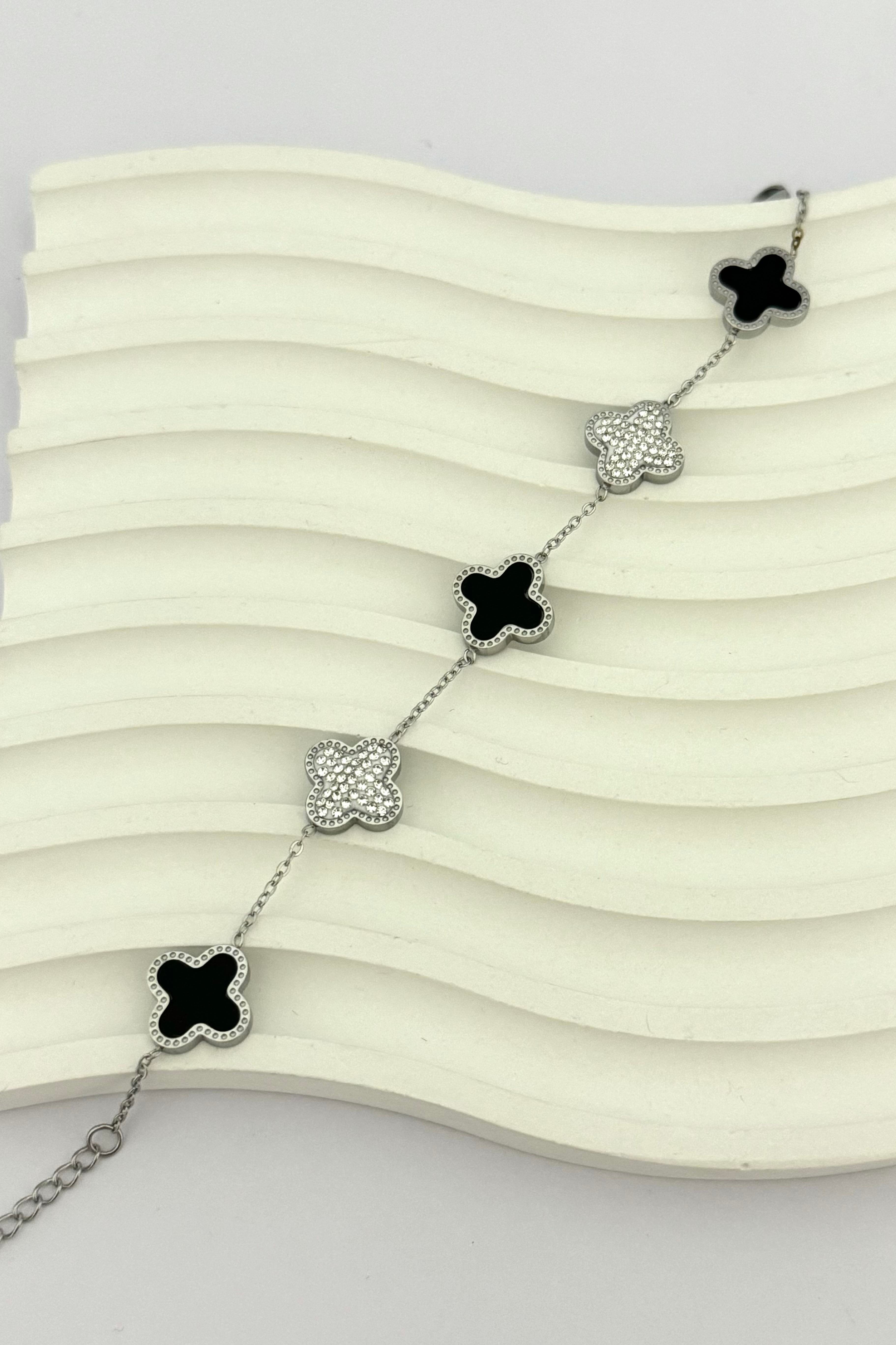 Cleef Black&Silver Taşlı Bileklik