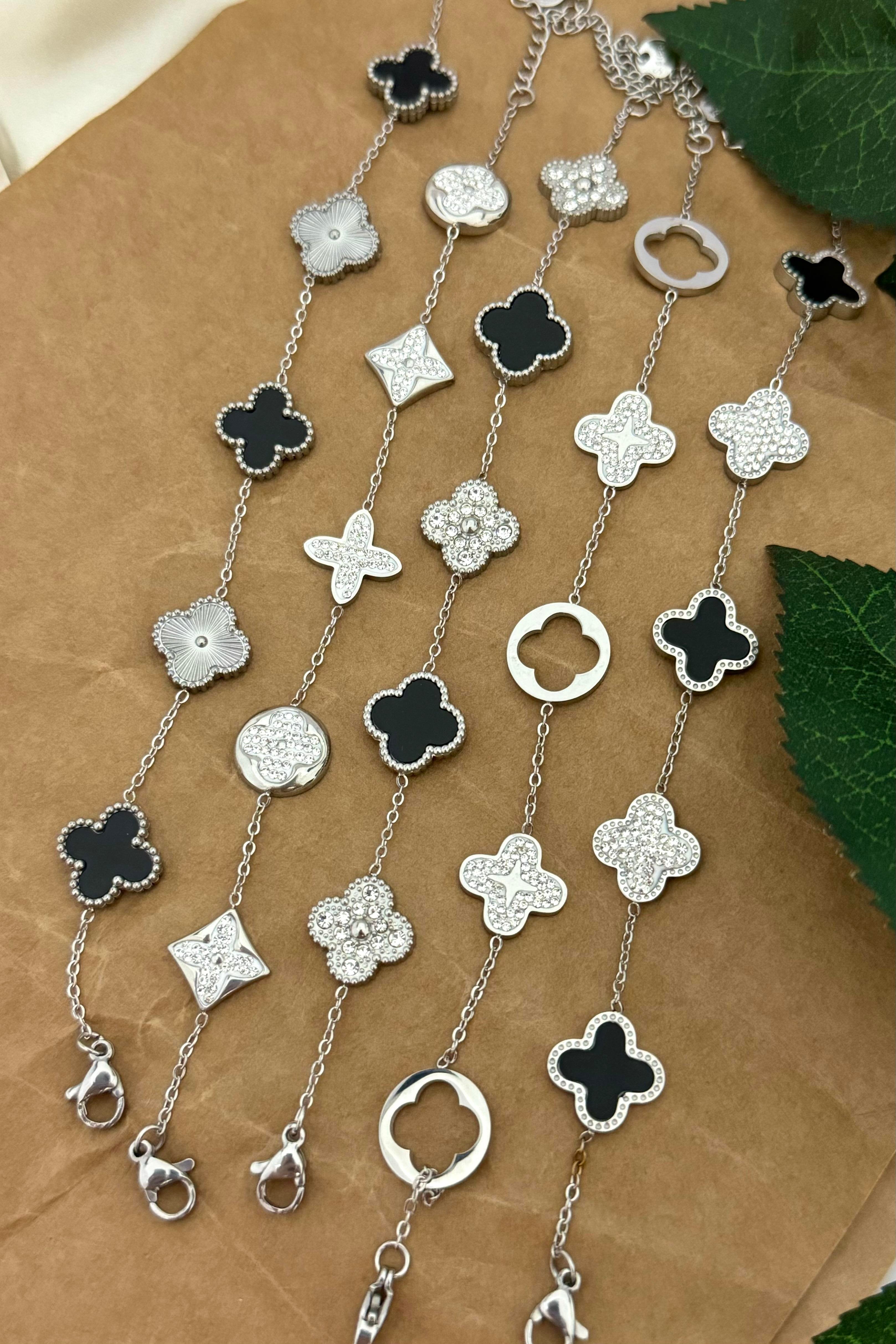 Cleef Black&Silver Taşlı Bileklik