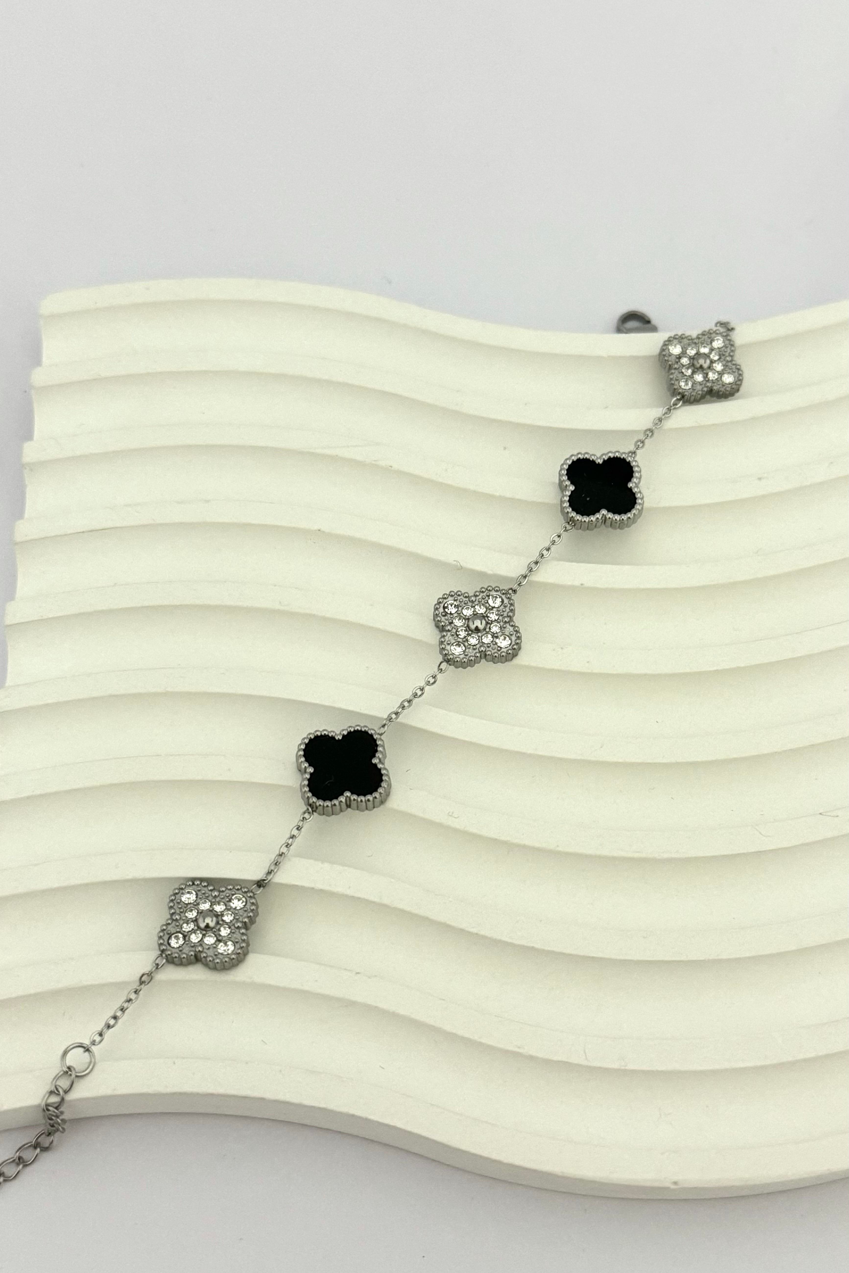 Cleef Black&Silver Taşlı Bileklik