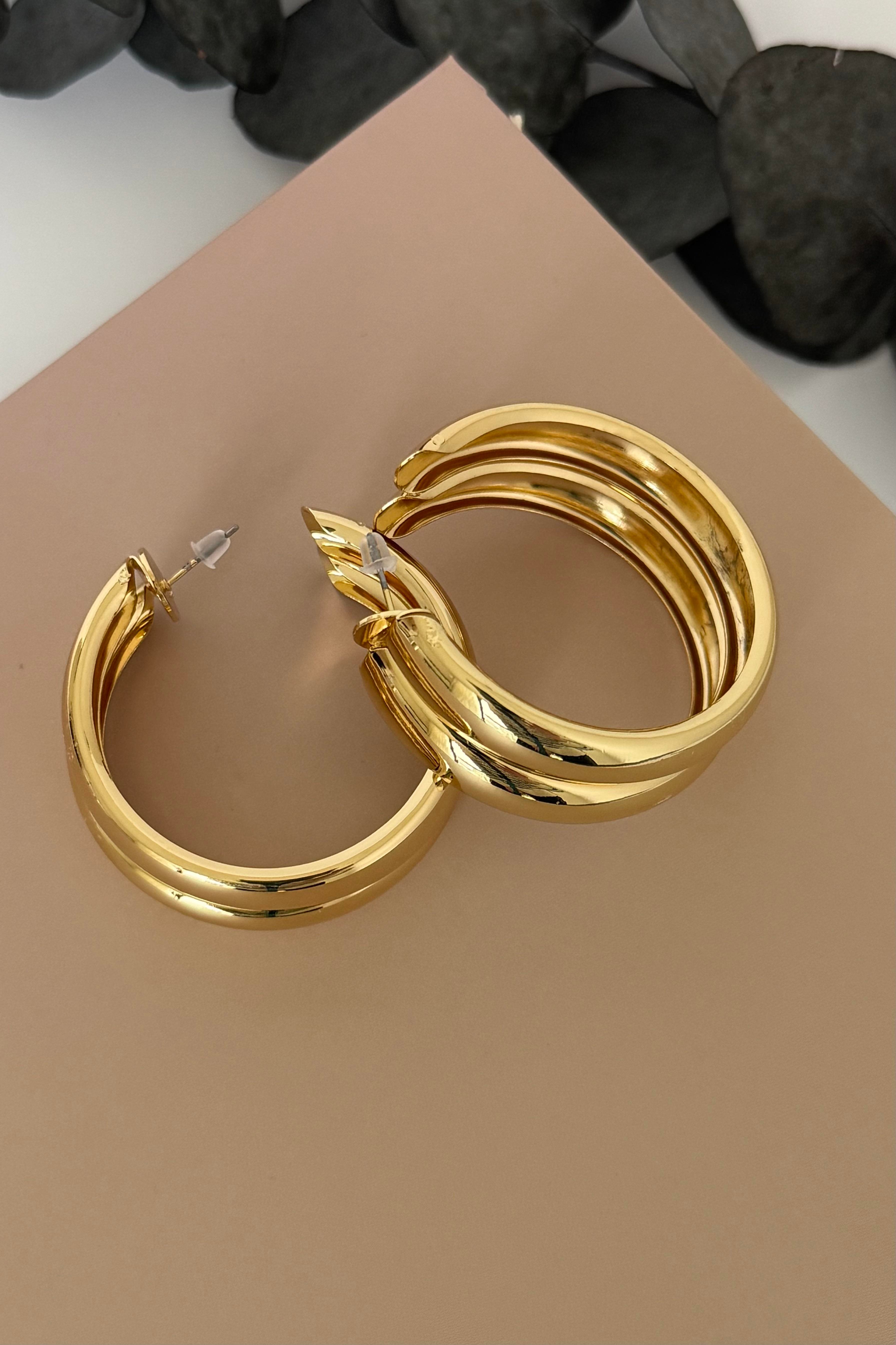 Double Bold Gold Küpe