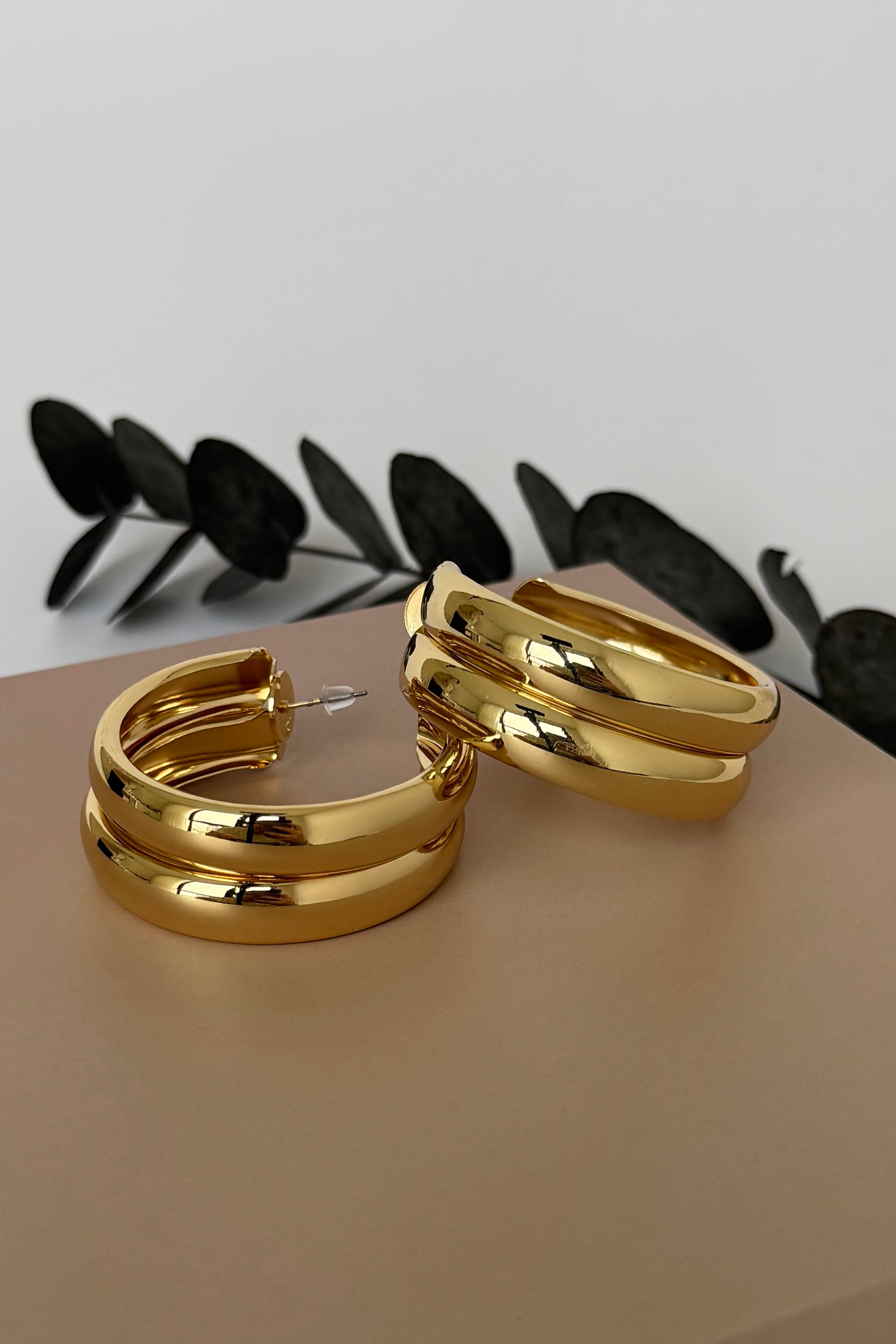 Double Bold Gold Küpe