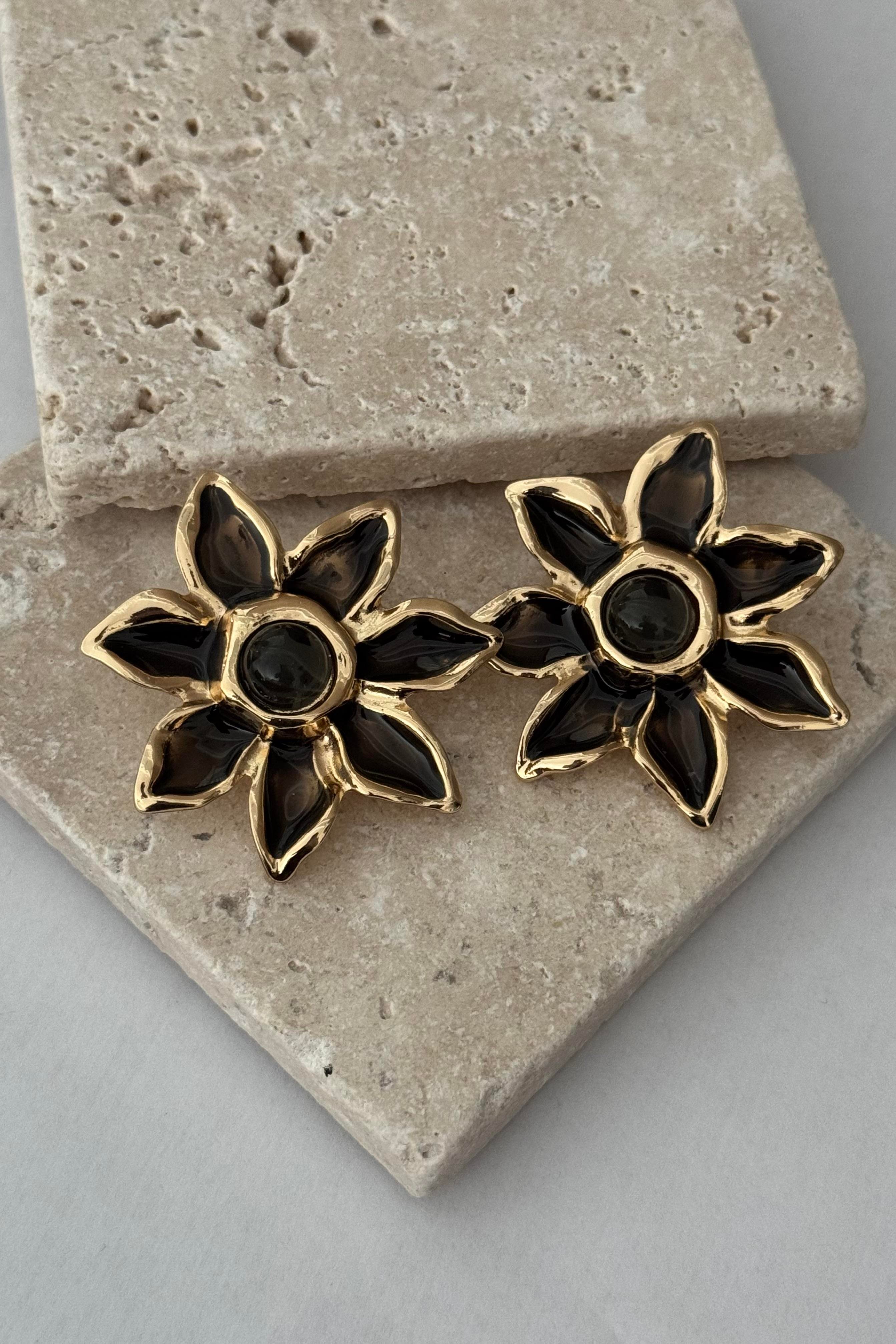Flower Brown Küpe