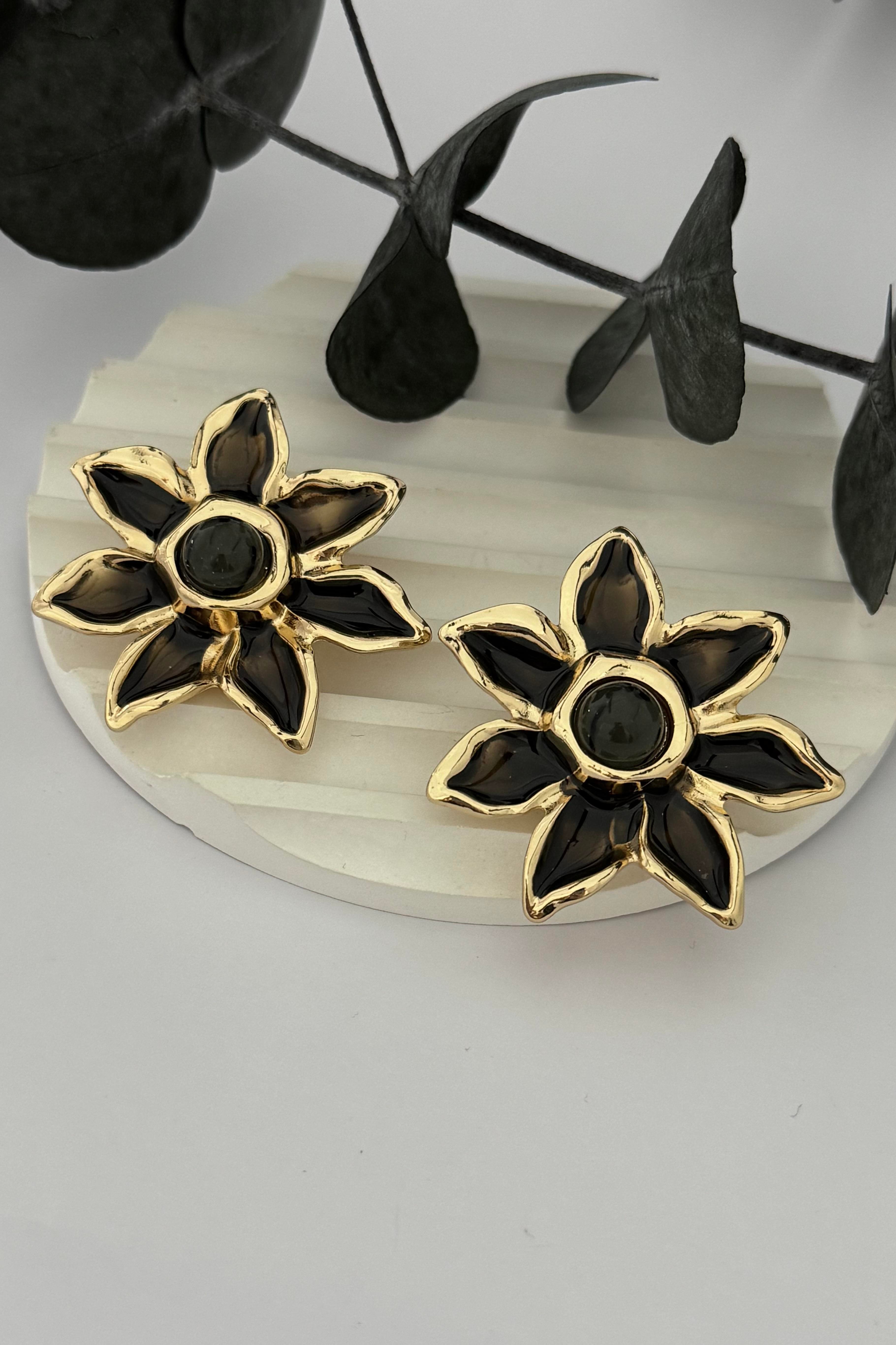 Flower Brown Küpe