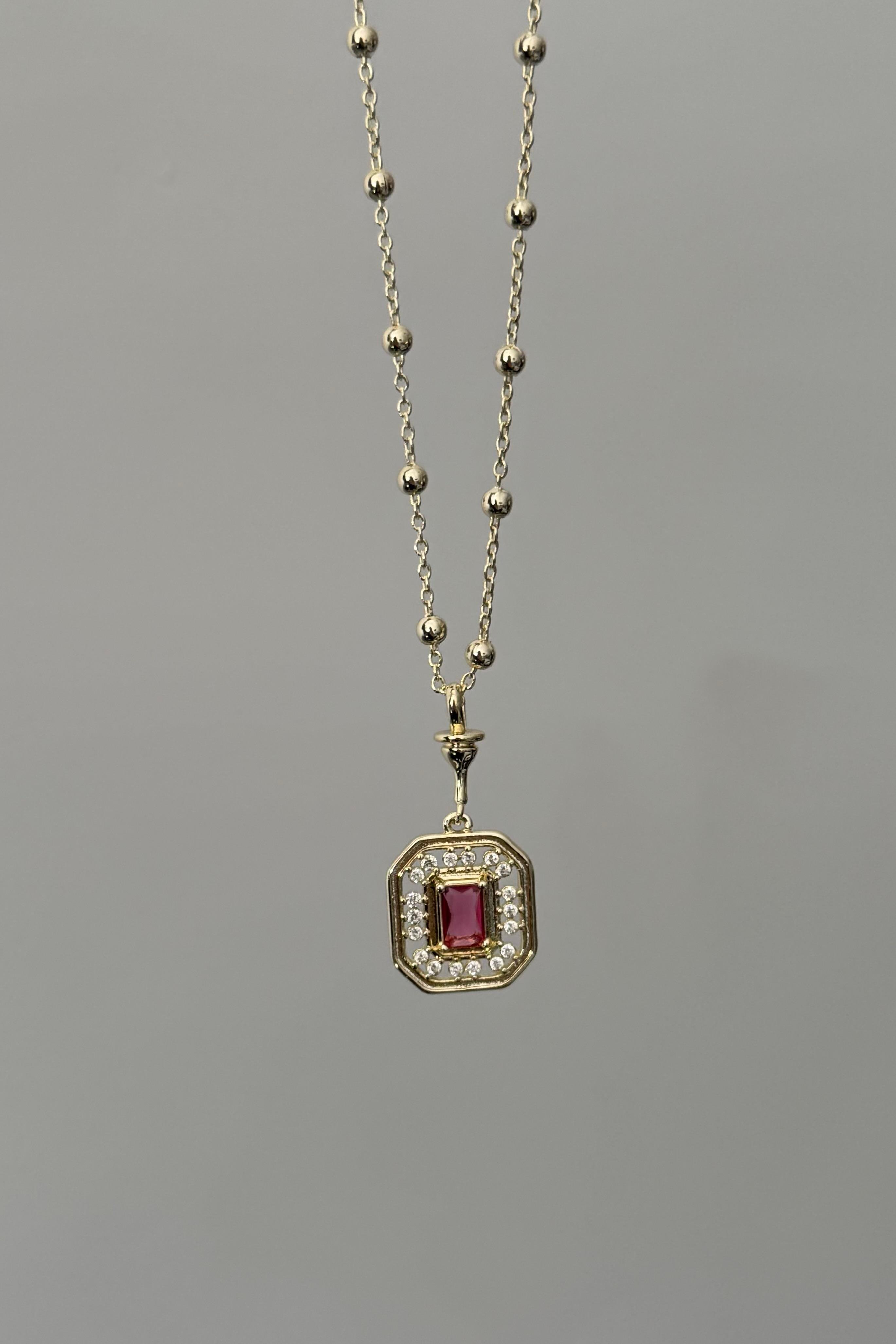 Fuchsia Baugette Kolye