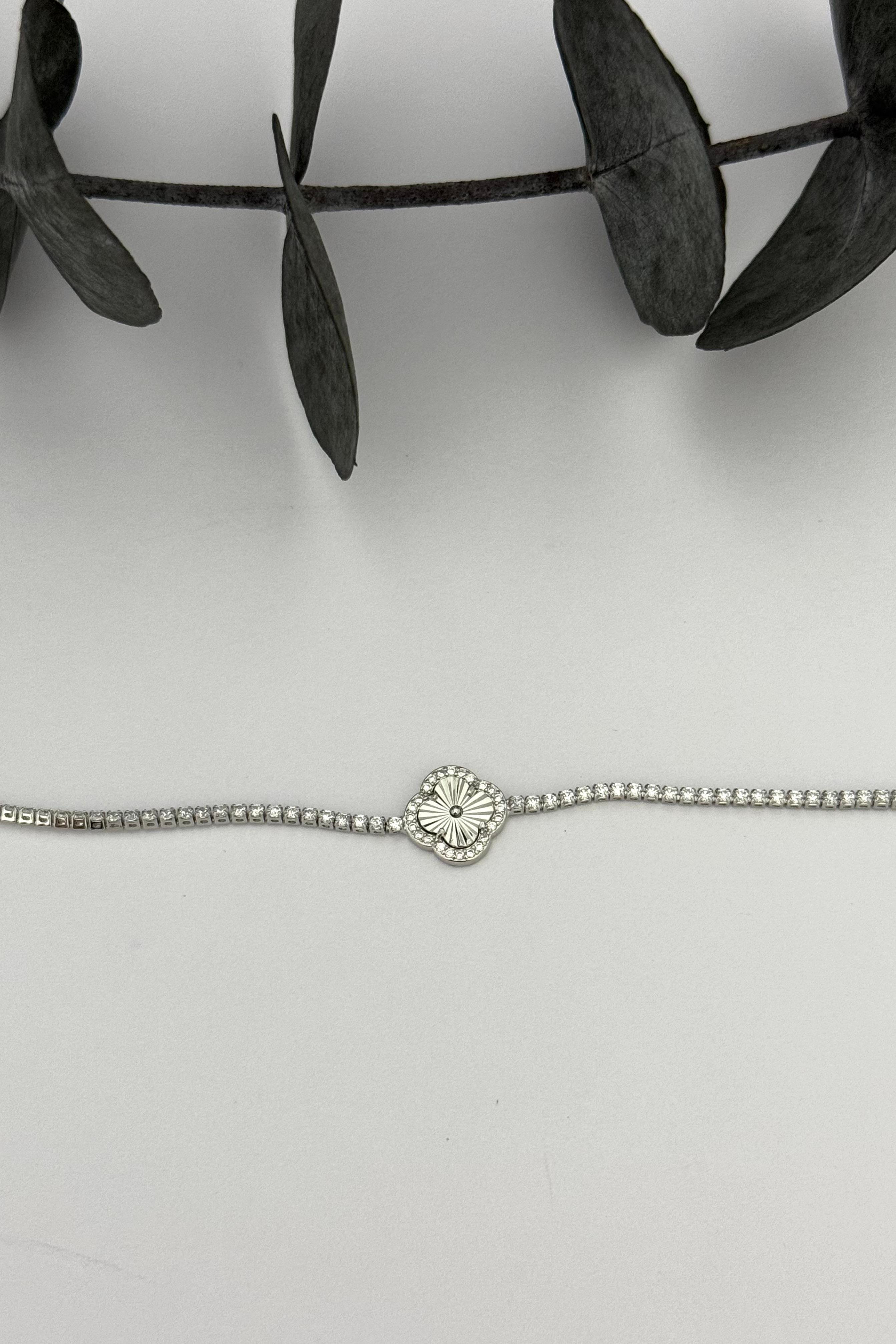 Glamour Clover Silver Bileklik