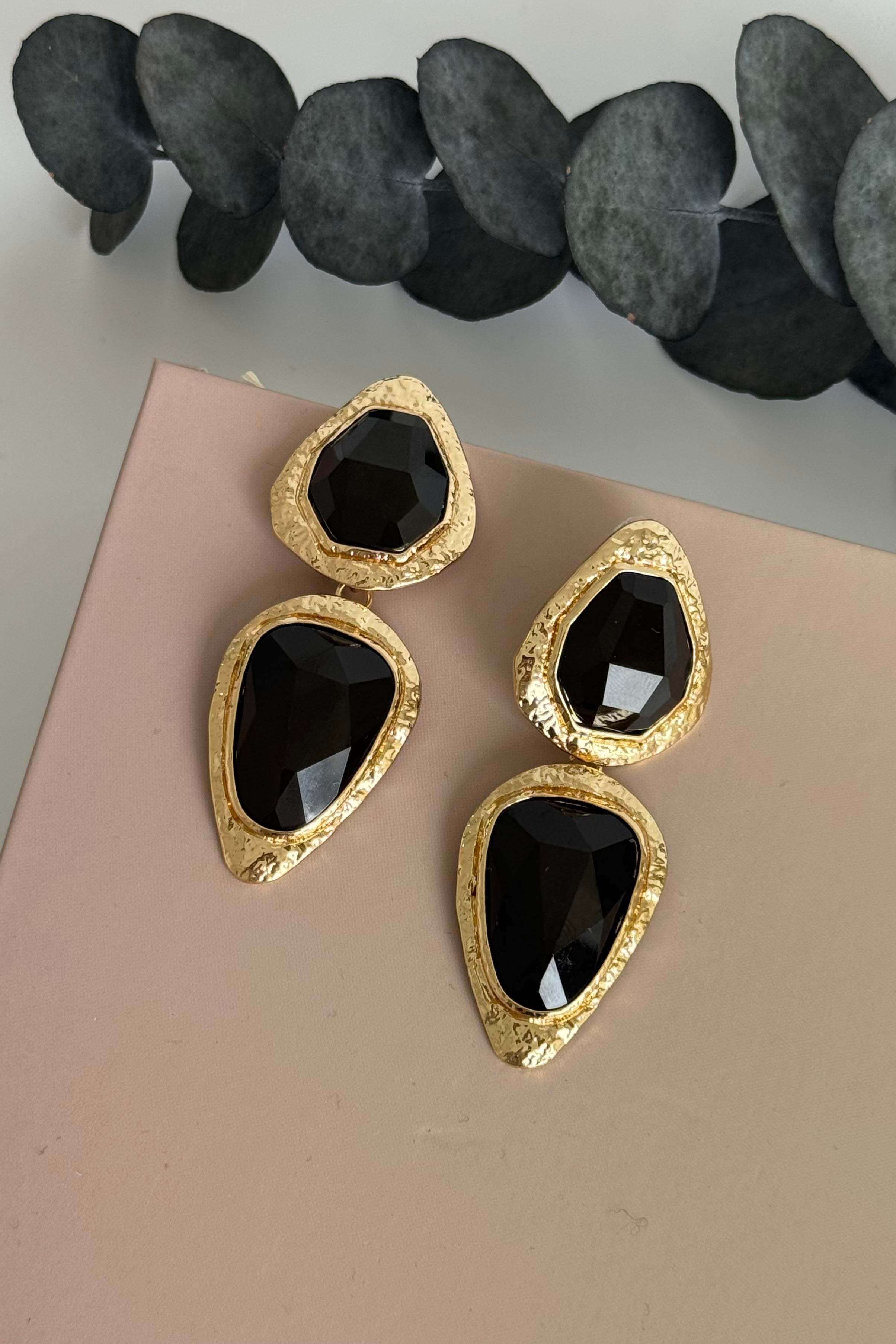 Kalyx Gold Siyah Küpe