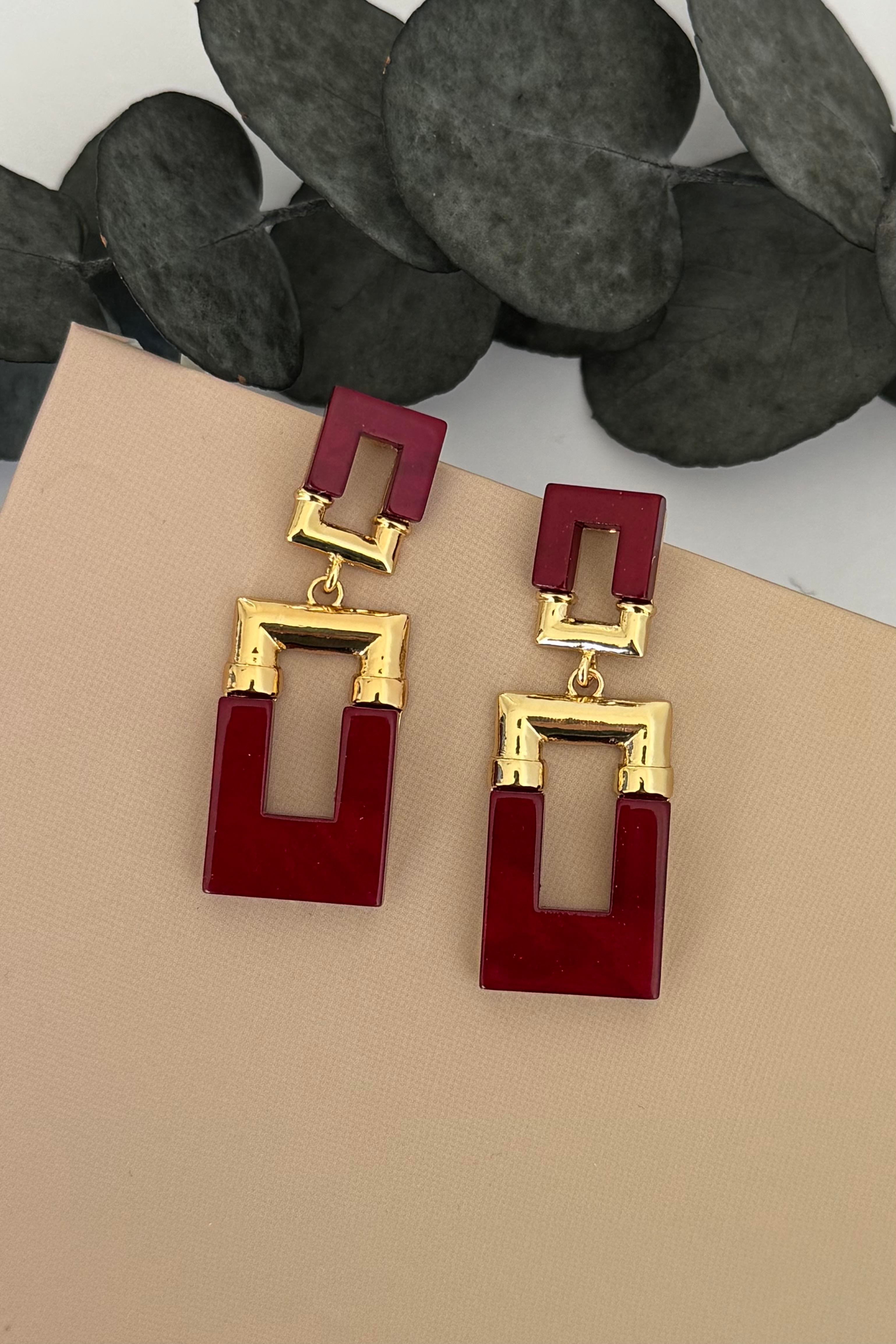 Keystone Gold Bordo Küpe