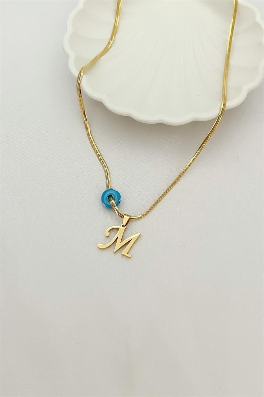 M Harf Çelik Kolye