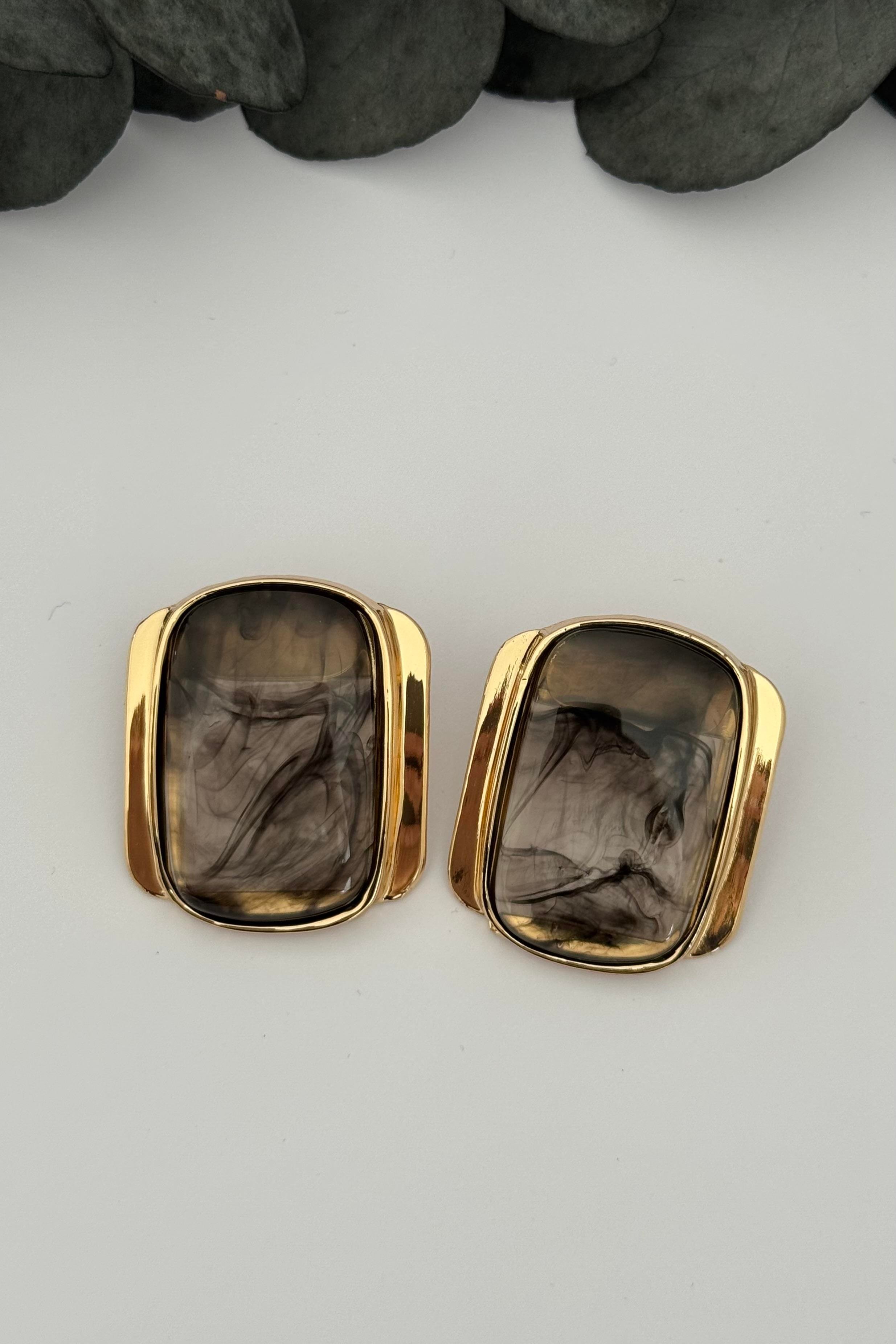 Marble Black Küpe