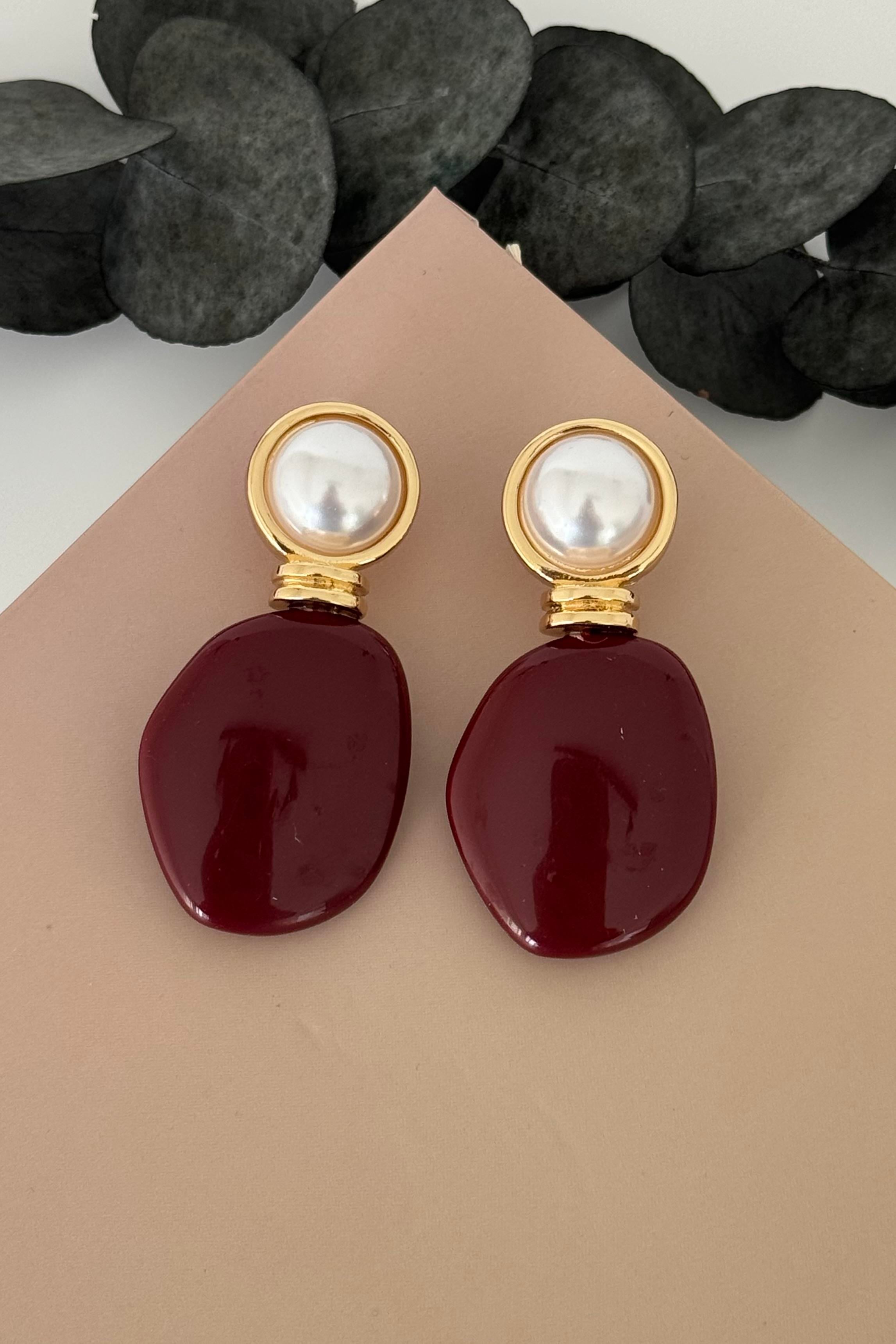 Opal Bordo Küpe