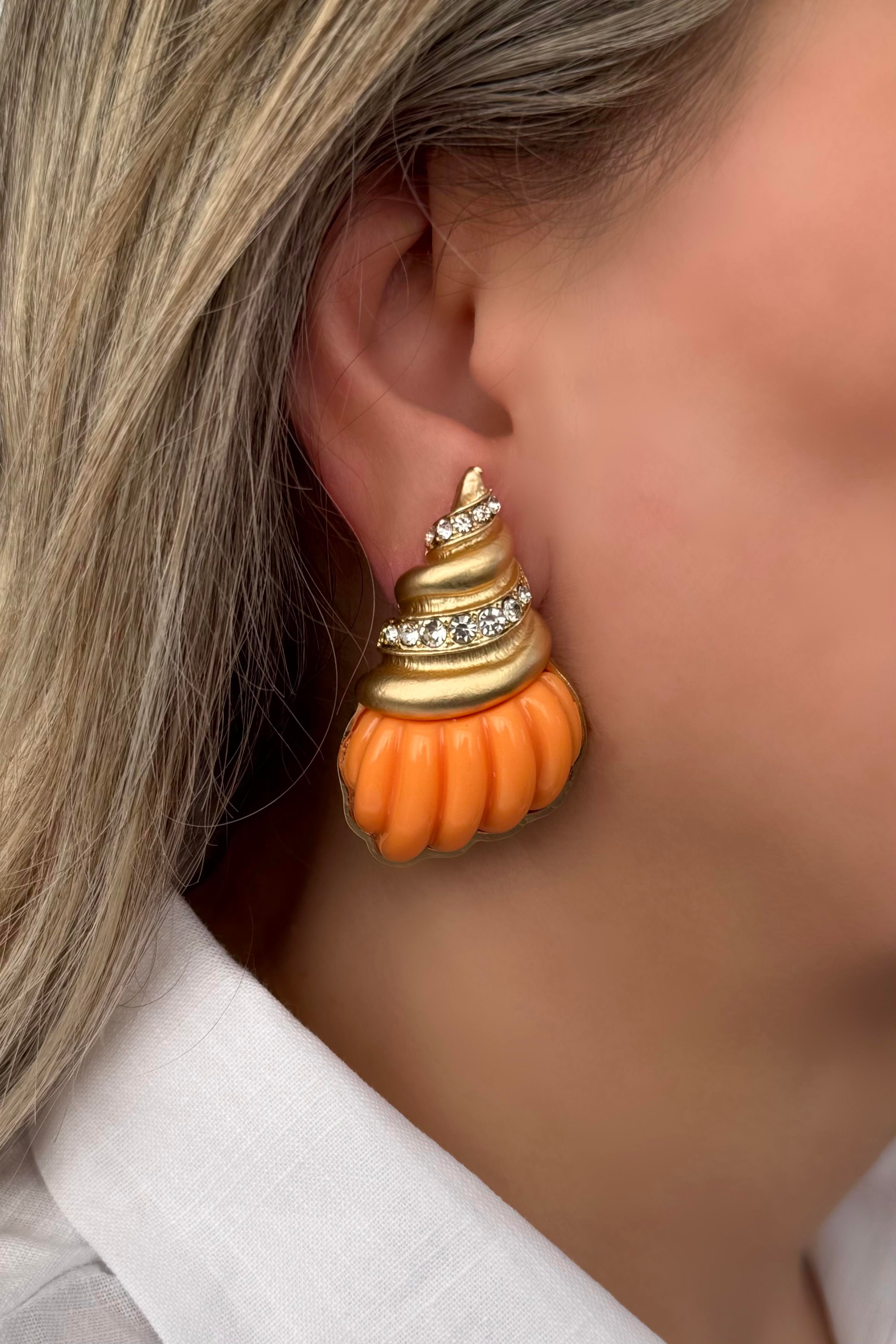Orange Oyster Küpe