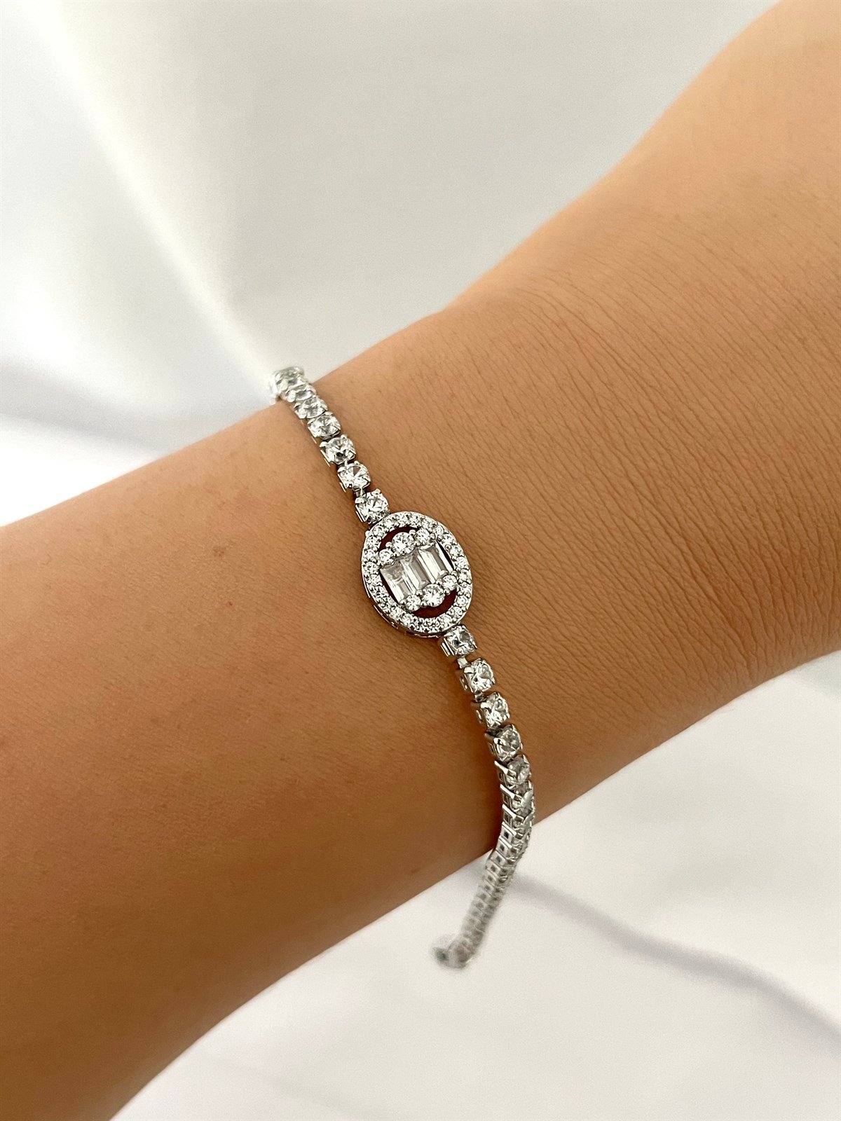 Oval Baget Silver Su Yolu Bileklik