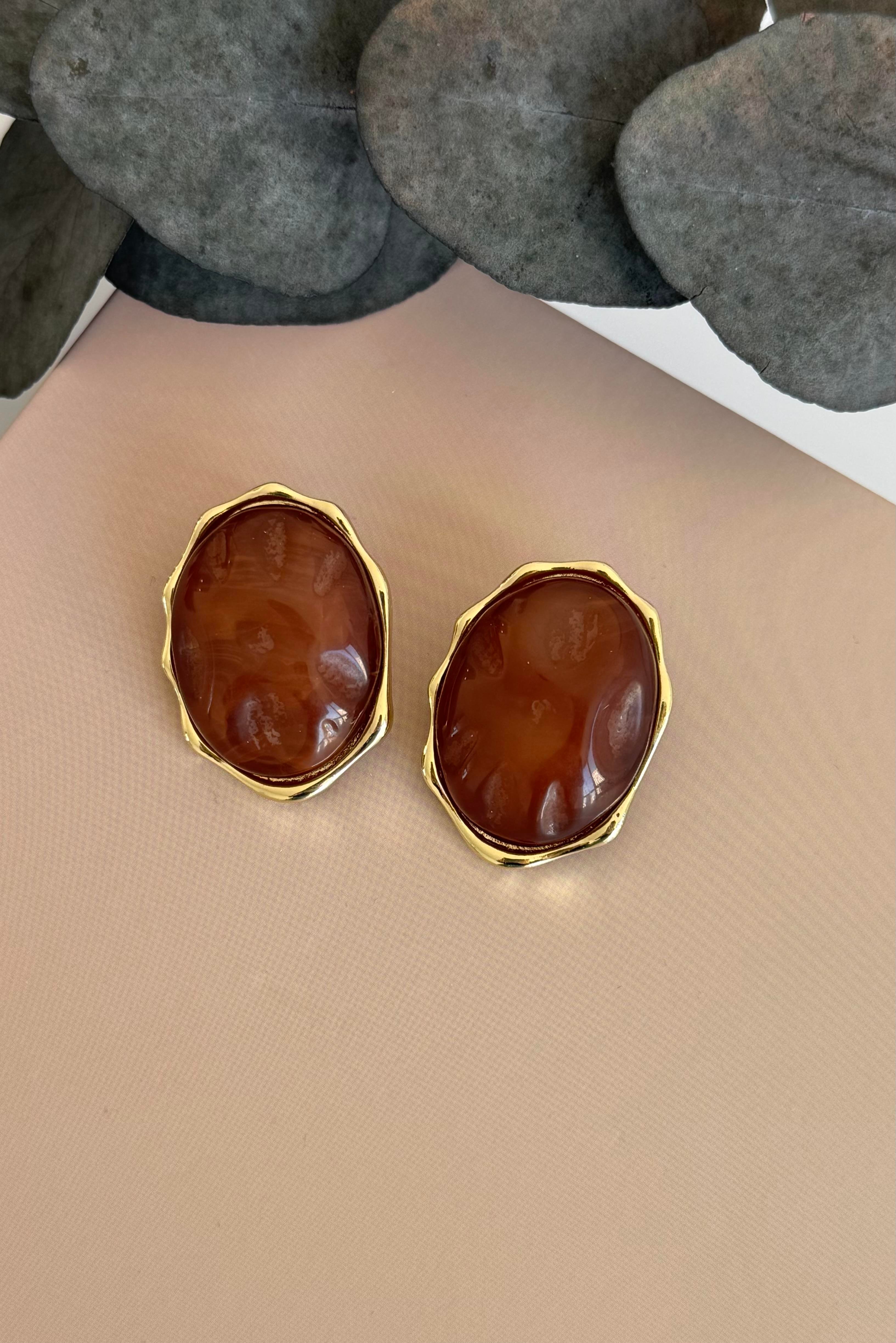 Oval Kahve Küpe