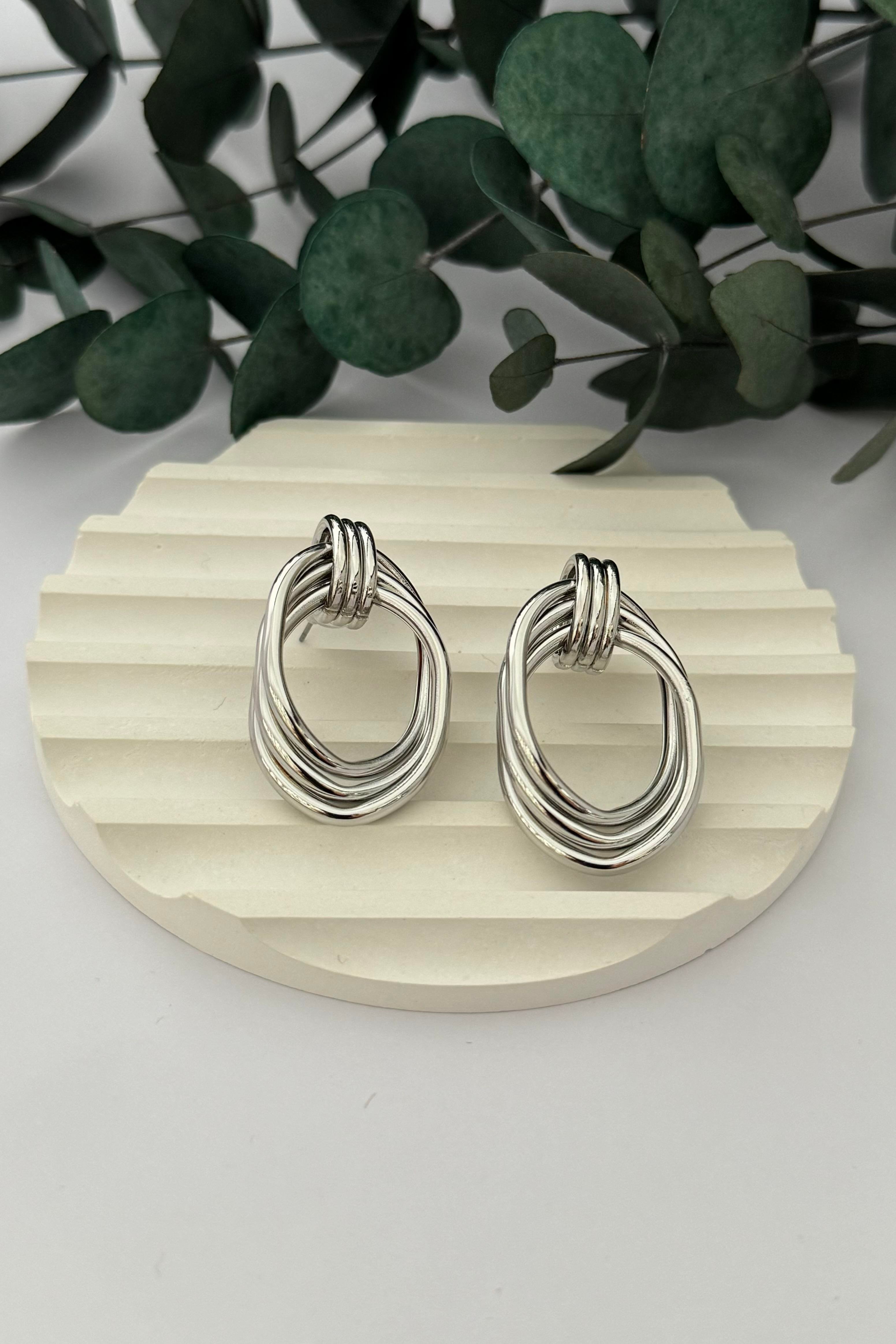 Pave Circle Silver Küpe