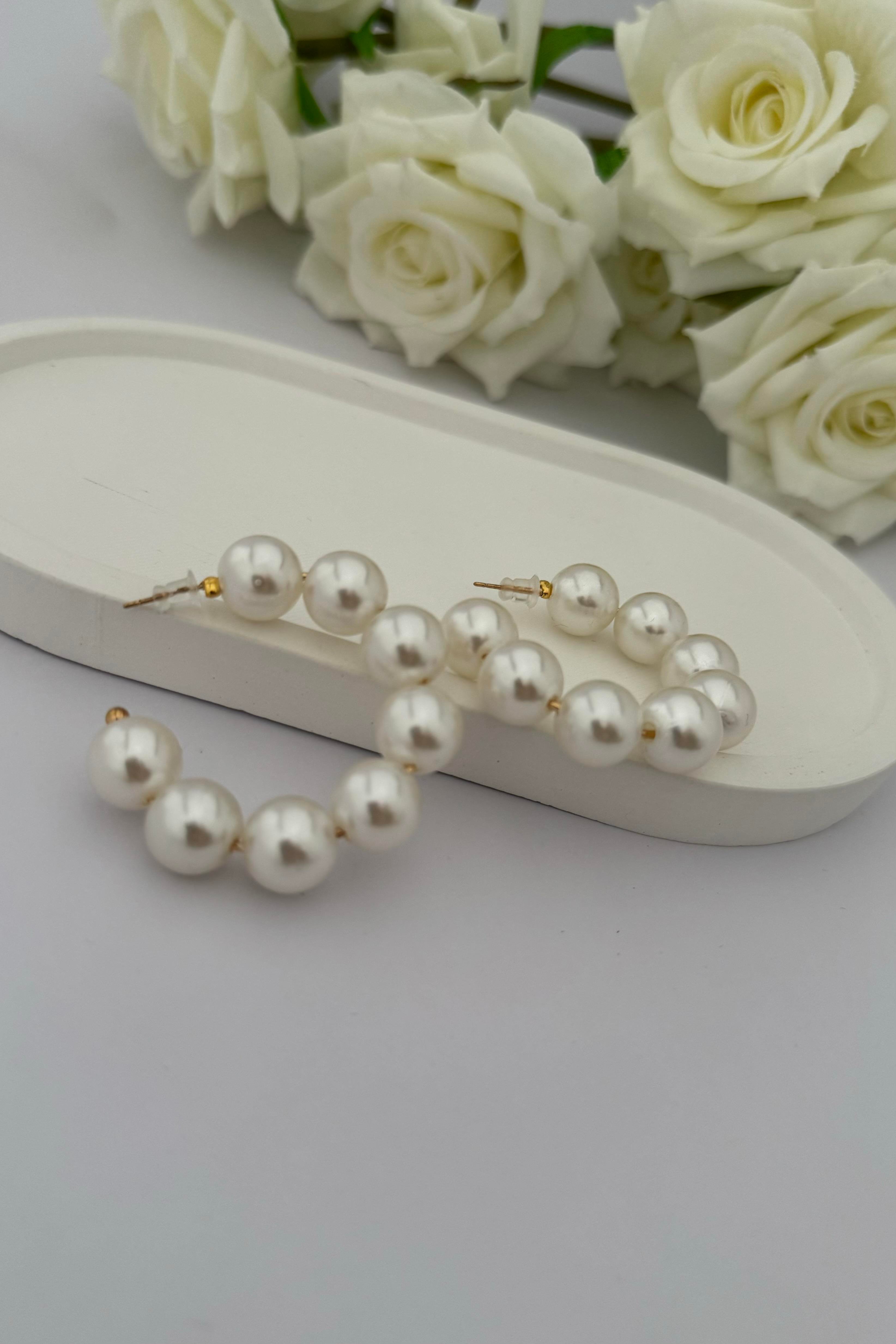 Pearl Bold Hoop Küpe