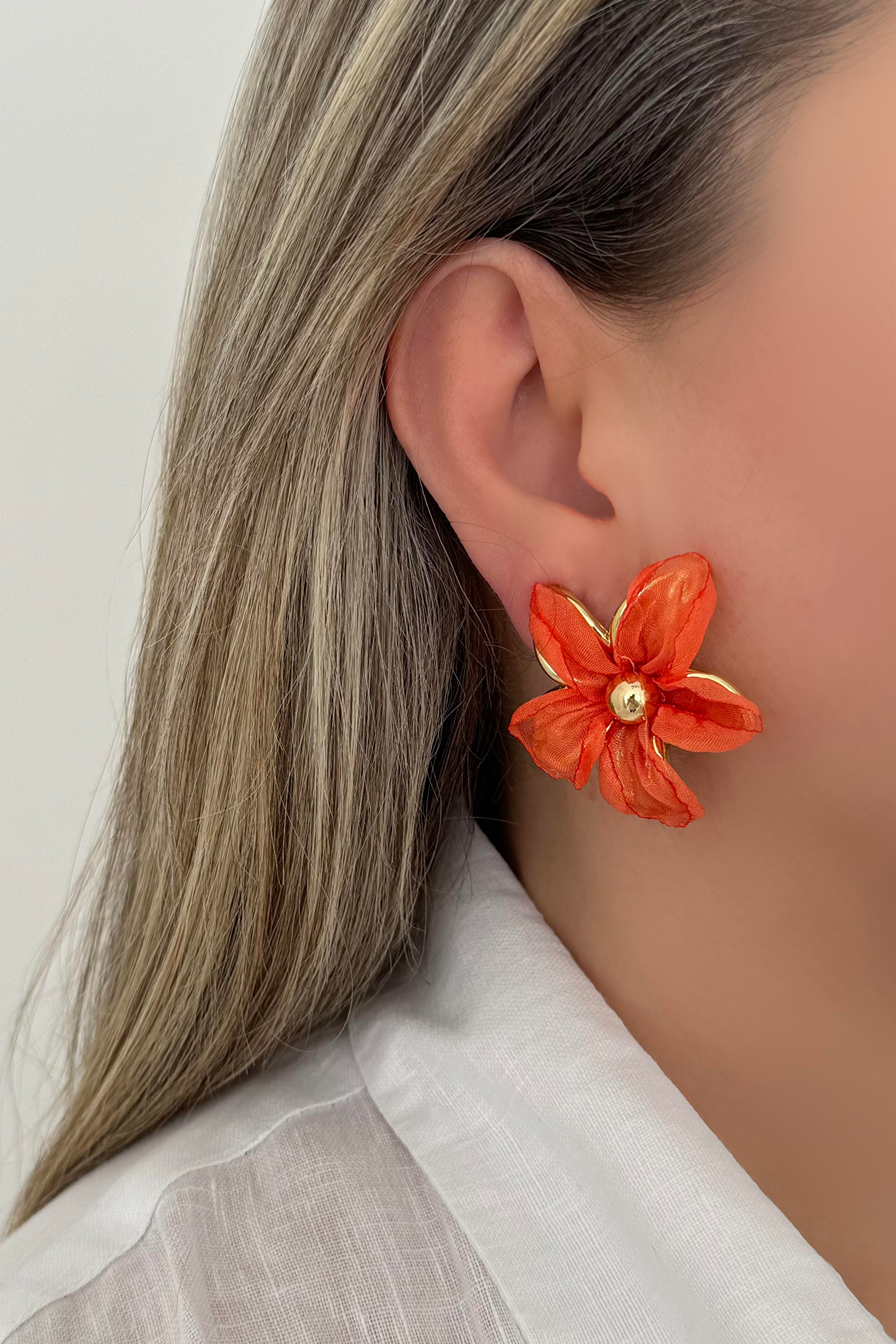 Petal Turuncu Küpe