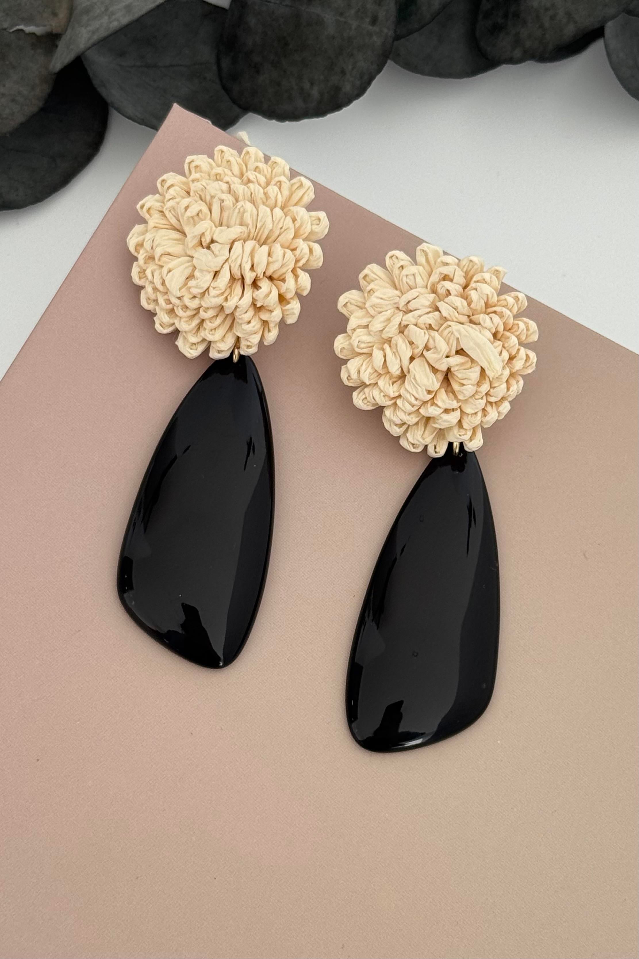 Raffia Bloom Black Küpe