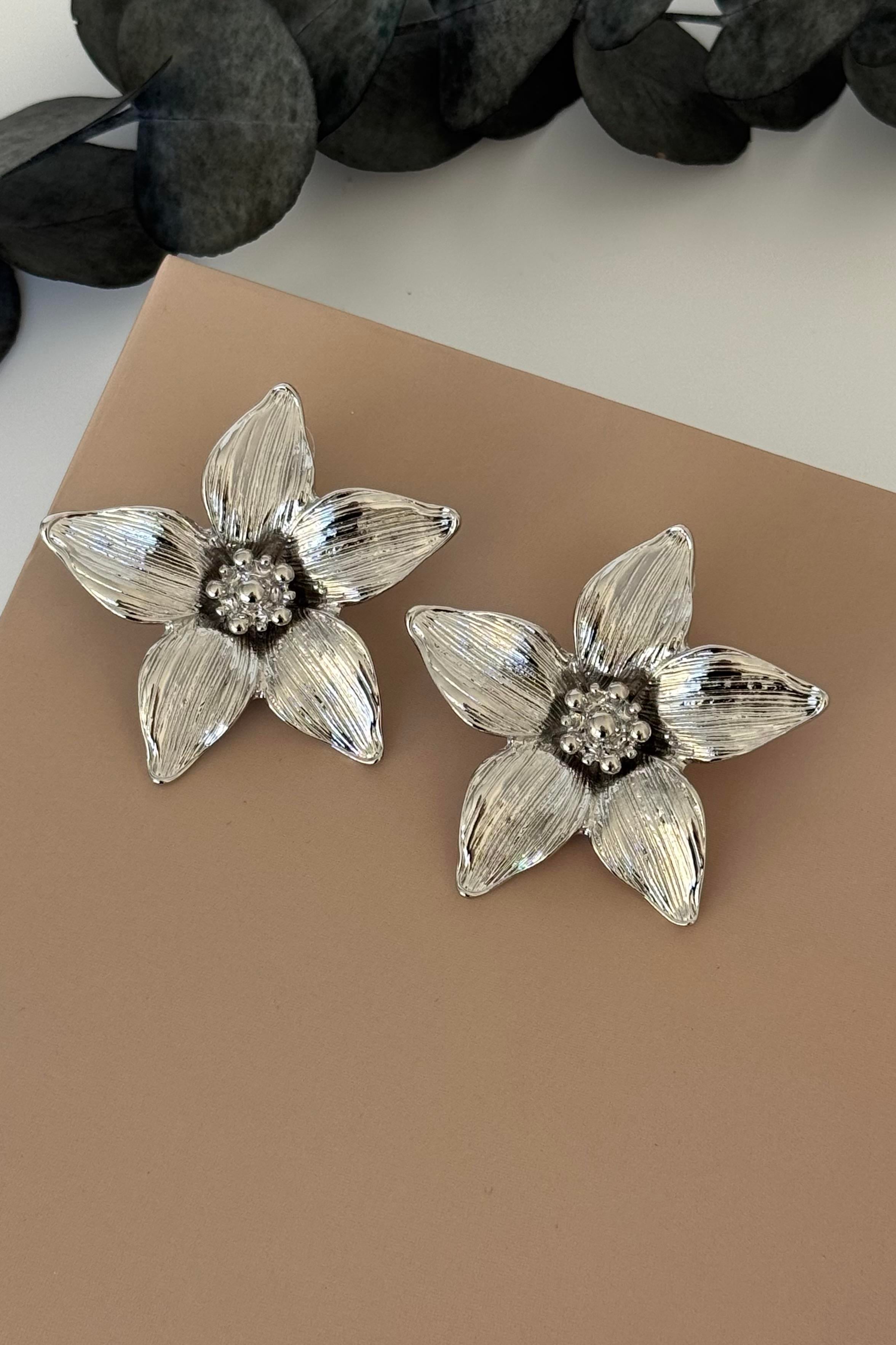 Silver Flower Küpe
