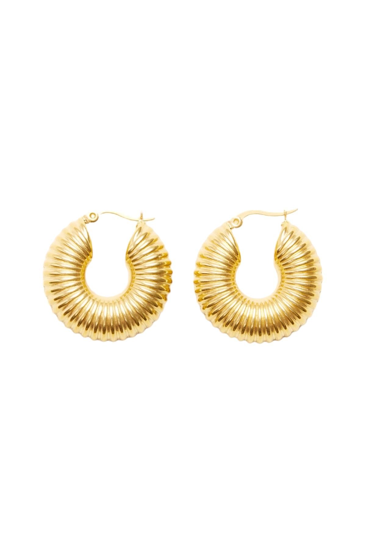 Simple Halka Gold Çelik Küpe